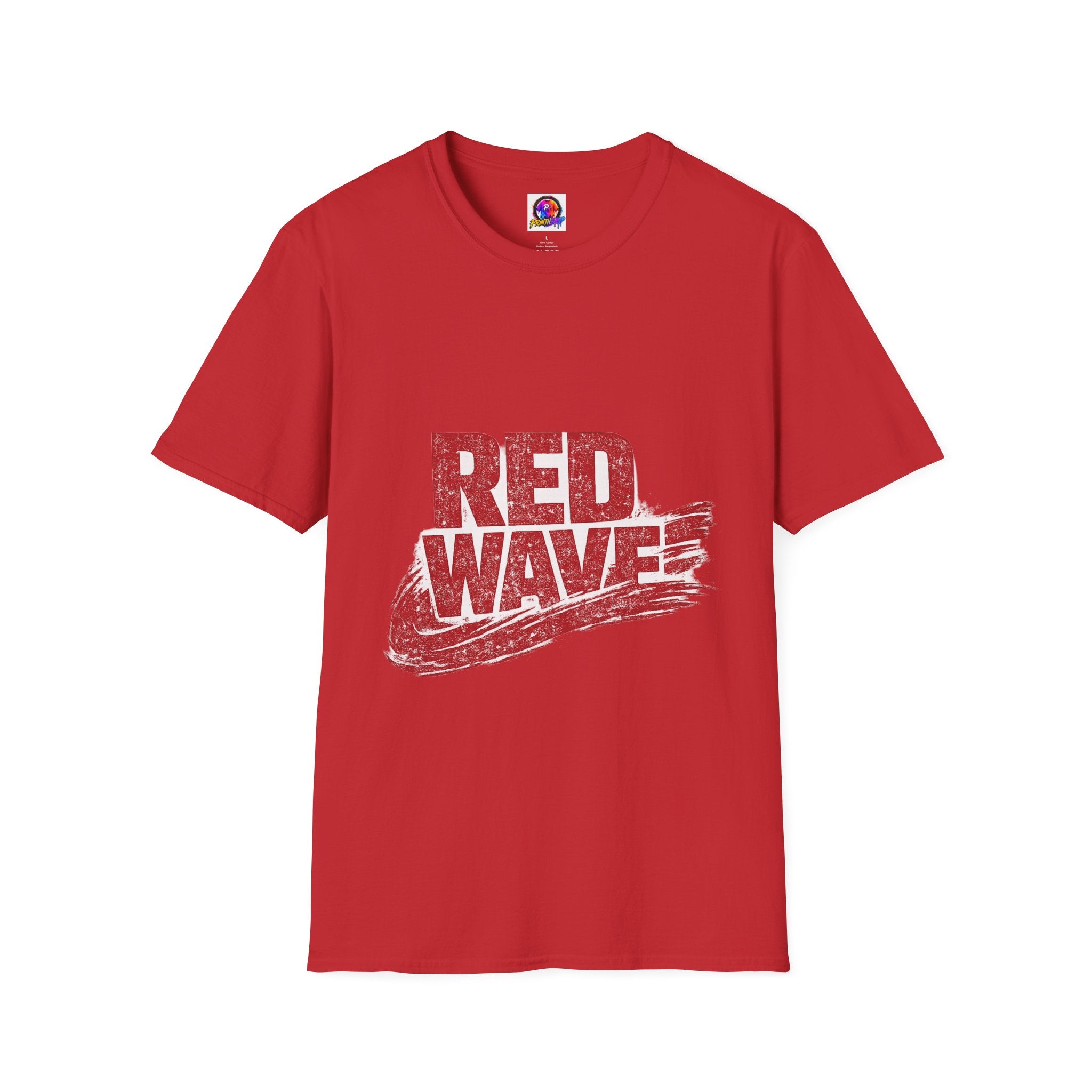 South Korea Red Wave Graphic T‑Shirt — Vintage Distressed Logo Tee