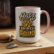 Hope Shines in Gold Coffee Mug — Childhood Cancer Awareness Accent Mug