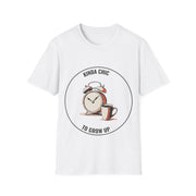 "Kinda Chic To Grow Up" Retro Clock Graphic Tee - Funny Relatable Aesthetic White T-Shirt - Trending Now - September 2026
