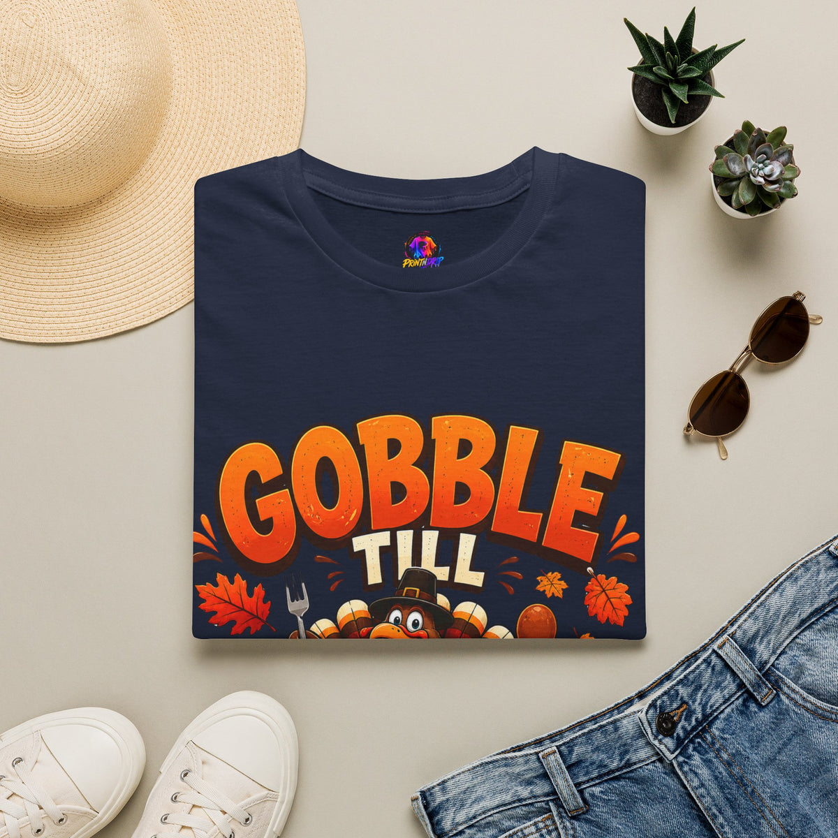 Thanksgiving T-Shirt Gobble 'Til You Wobble Thanksgiving T-Shirt