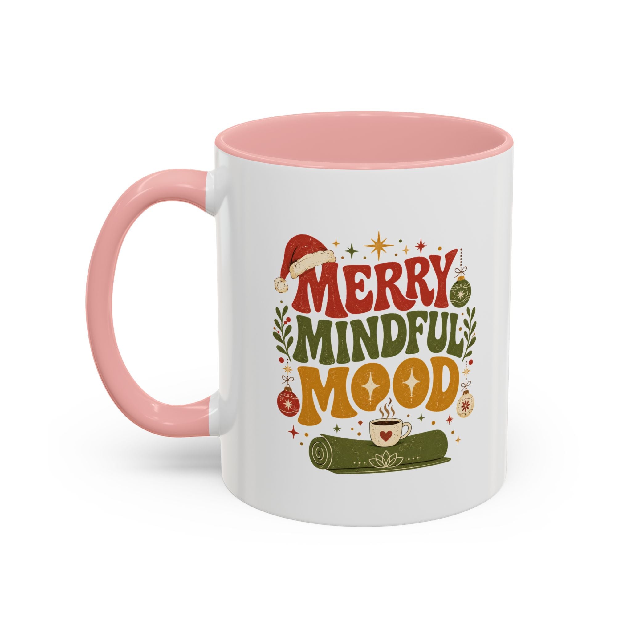 Modern Day Christmas Merry Mindful Mood Coffee Mug — Holiday Yoga & Relaxation Gift