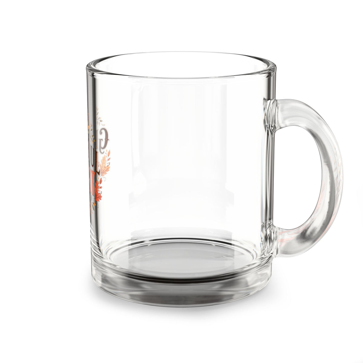 Grateful Heart Glass Mug — 10oz Thanksgiving Autumn Coffee Cup