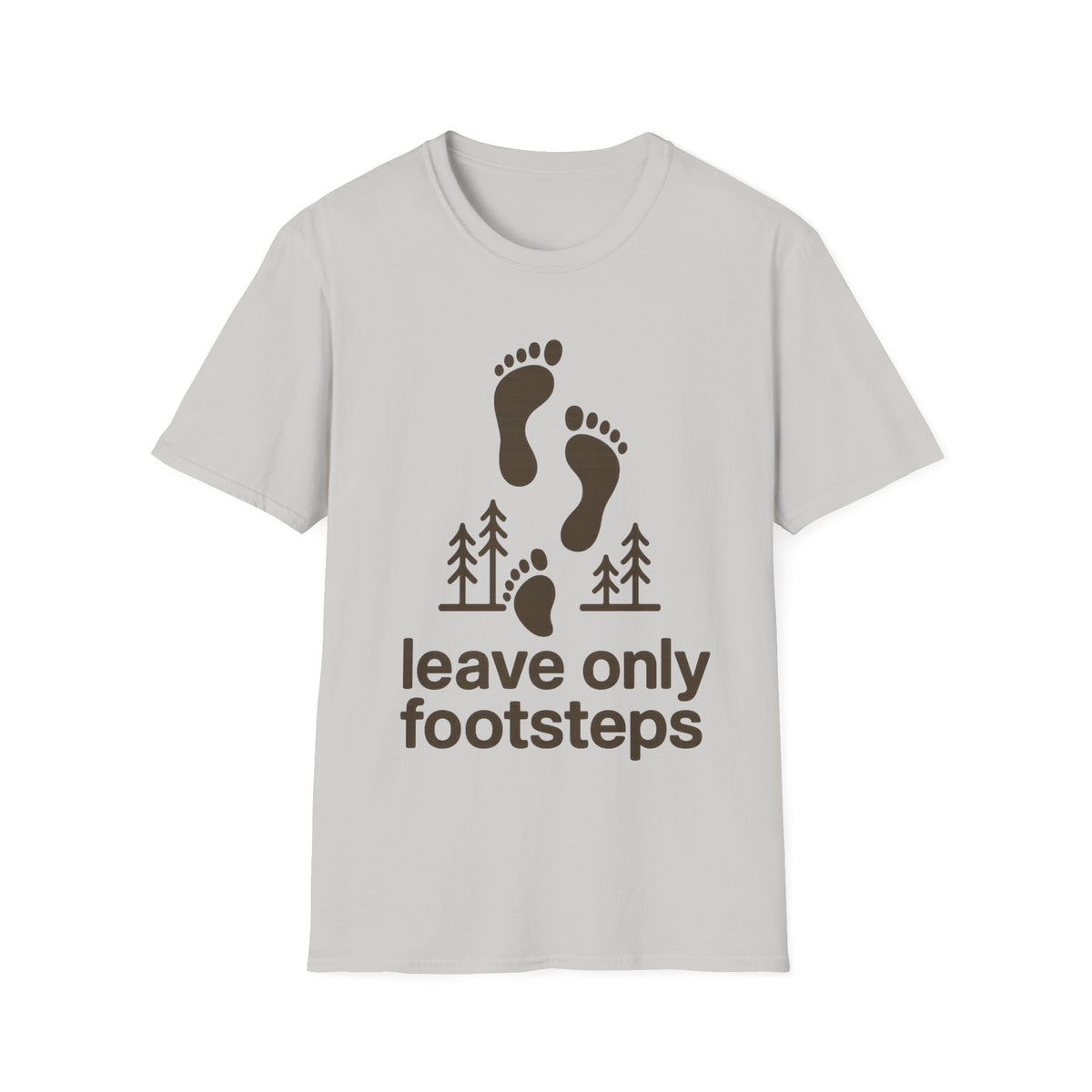 "Leave Only Footsteps" Minimalist Outdoor Graphic Tee - Aesthetic Eco Friendly Nature White T-Shirt - Trending Now - September 2026