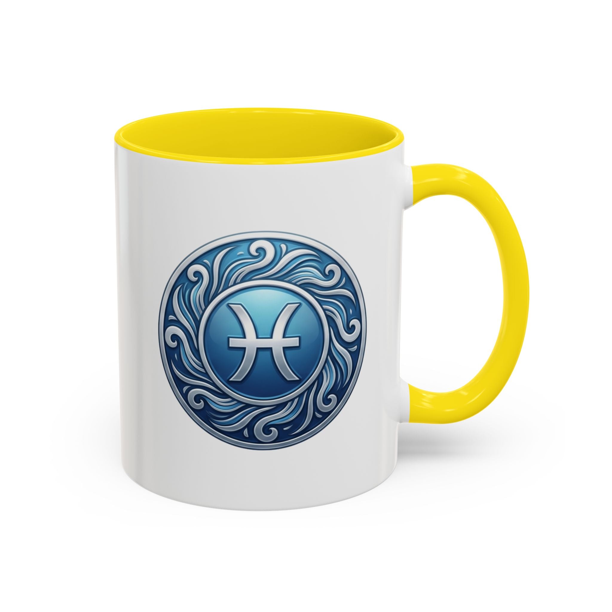 Pisces Zodiac Coffee Mug — Blue Astrological Symbol Accent Mug