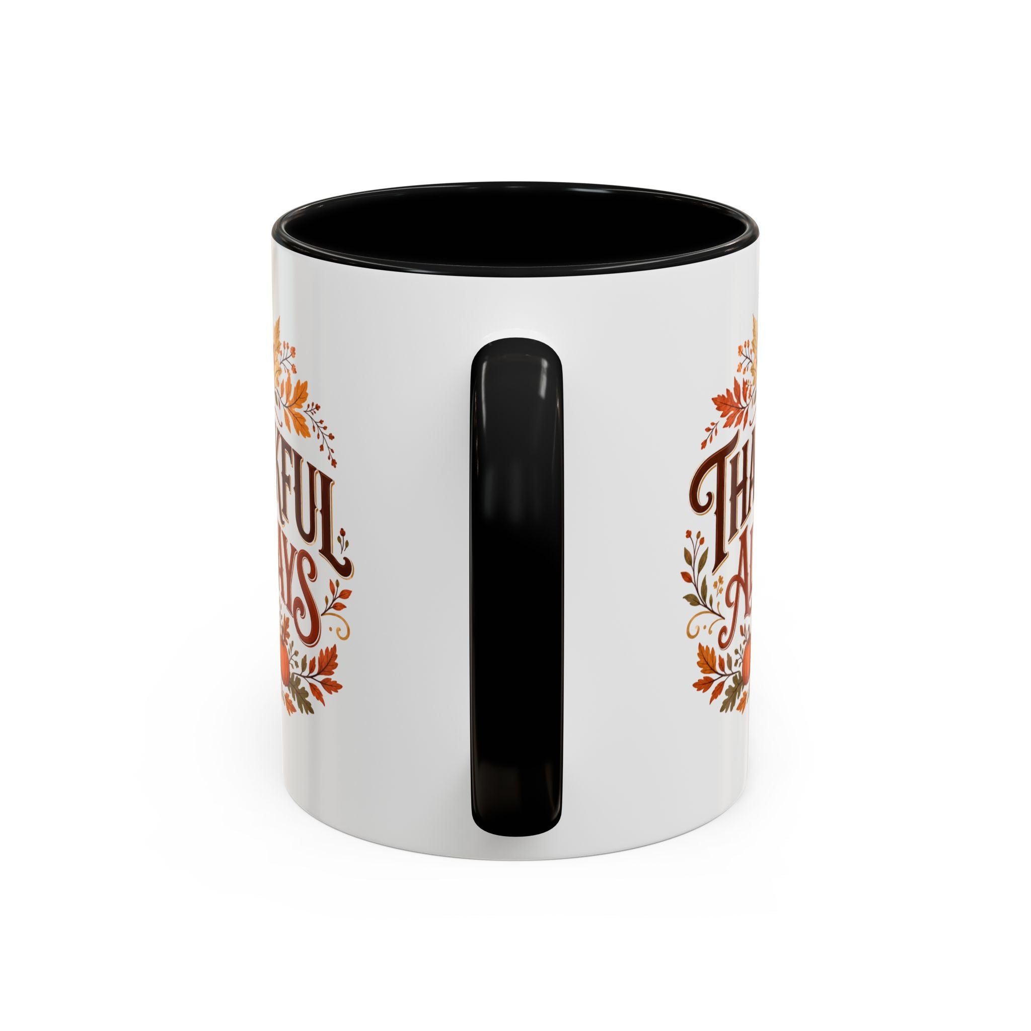 Thanksgiving Mug Thankful Always Accent Coffee Mug — Fall Pumpkin & Leaves Thanksgiving Gift