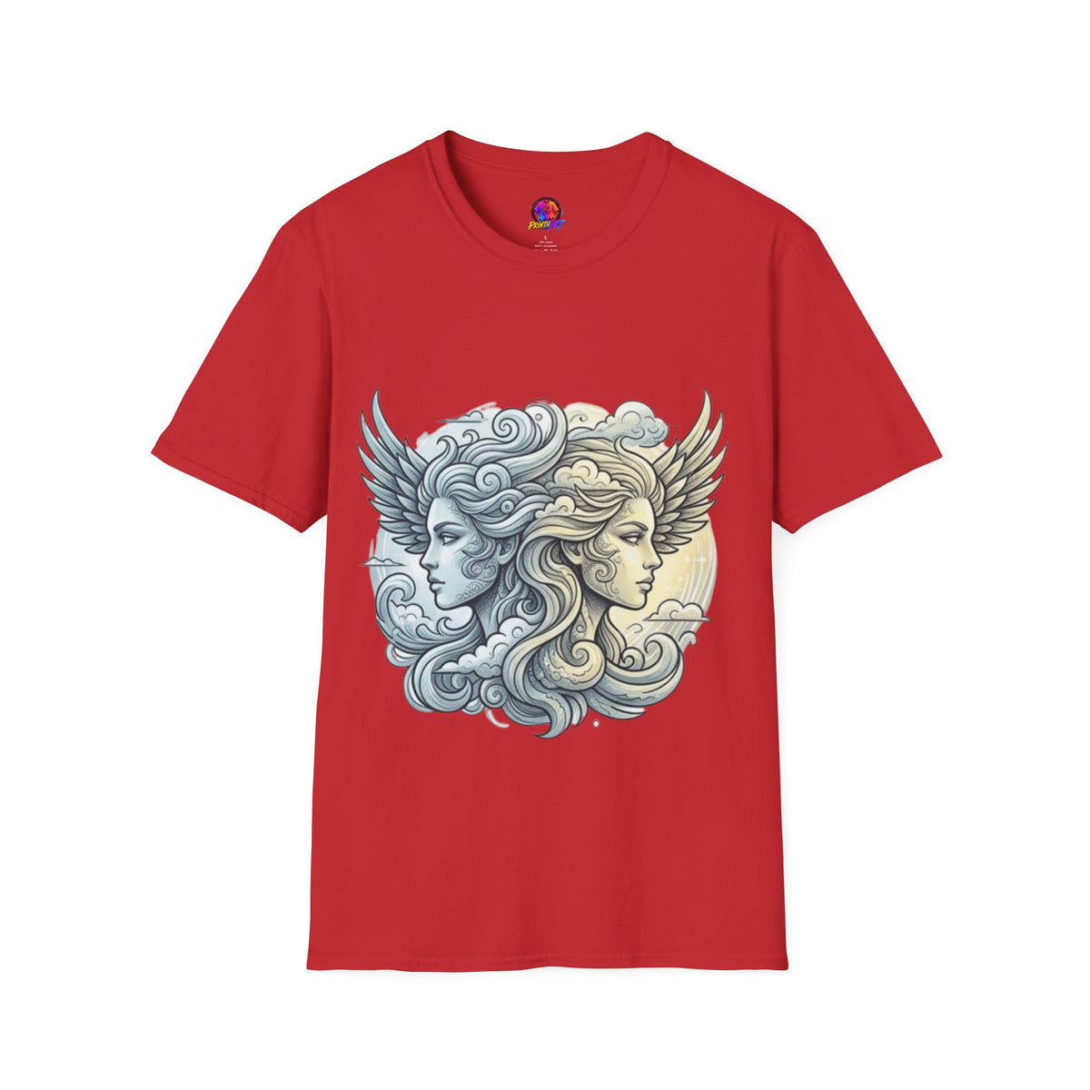Mythic Moon & Sun Faces T-Shirt — Celestial Duality Graphic Tee