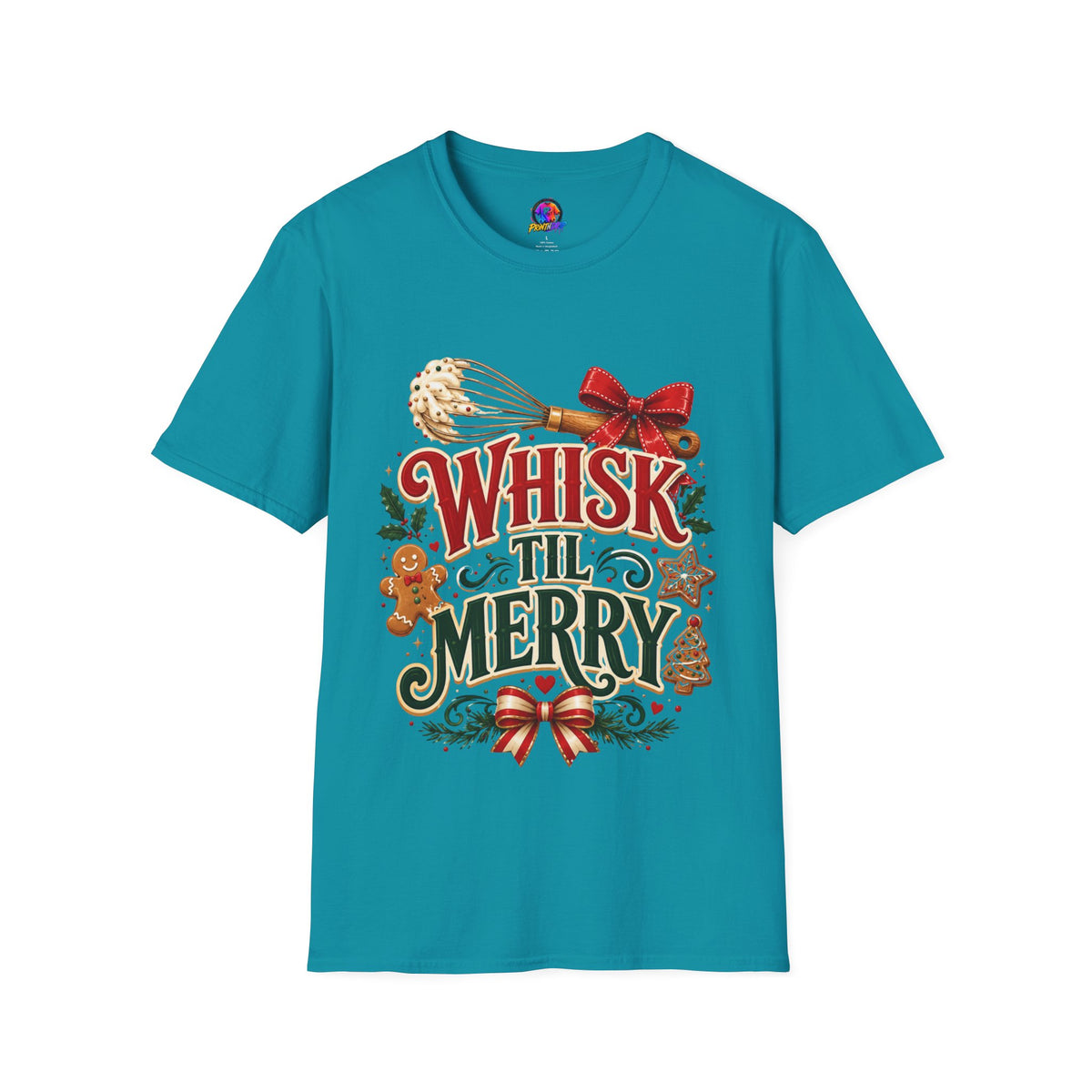 Christmas Baking T-Shirt — "Whisk 'Til Merry" Holiday Tee