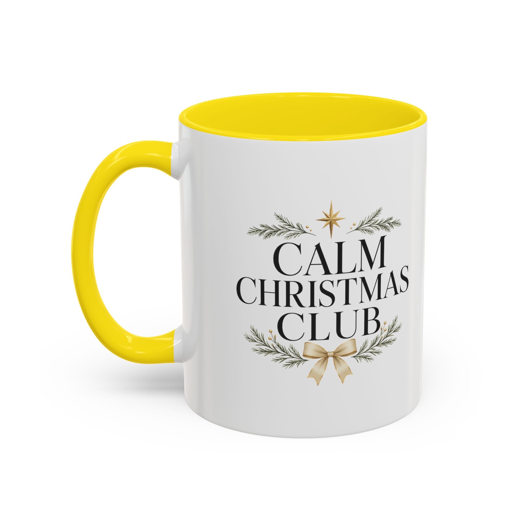 Christmas Calm Christmas Club Accent Coffee Mug — Holiday Floral Wreath