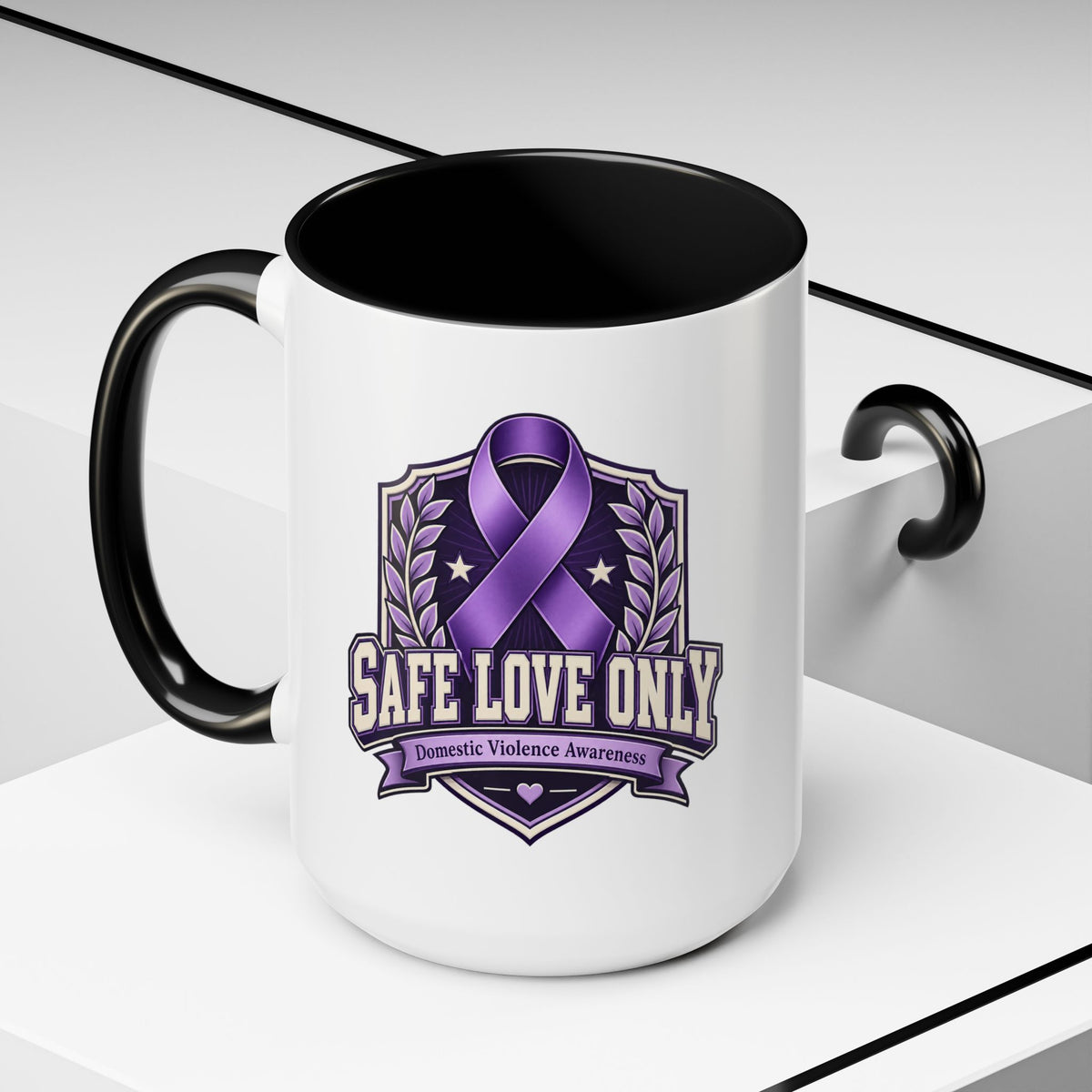 Coffee Mug — "Safe Love Only" Domestic Violence Awareness (Purple Ribbon)