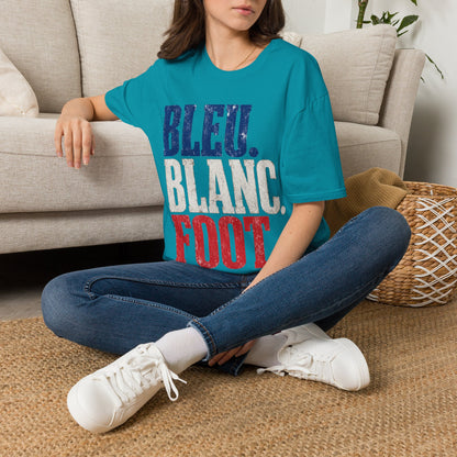 France T-Shirt — Bleu Blanc Foot Vintage French Flag Soccer Graphic Tee