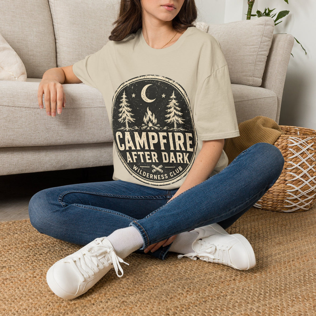 Campfire After Dark Tee — Vintage Wilderness Camping T-Shirt