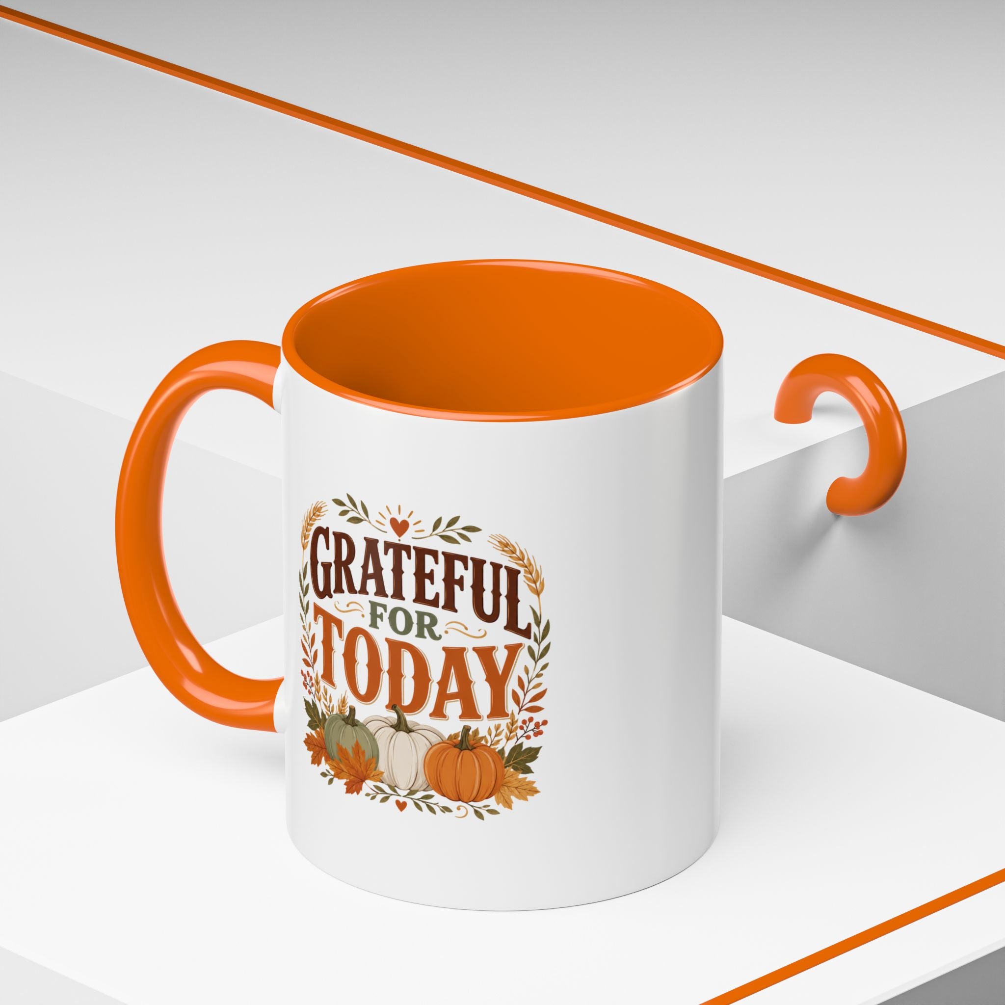 Thanksgiving Mug Grateful For Today Coffee Mug — Thanksgiving Pumpkin Fall Ceramic Accent Mug