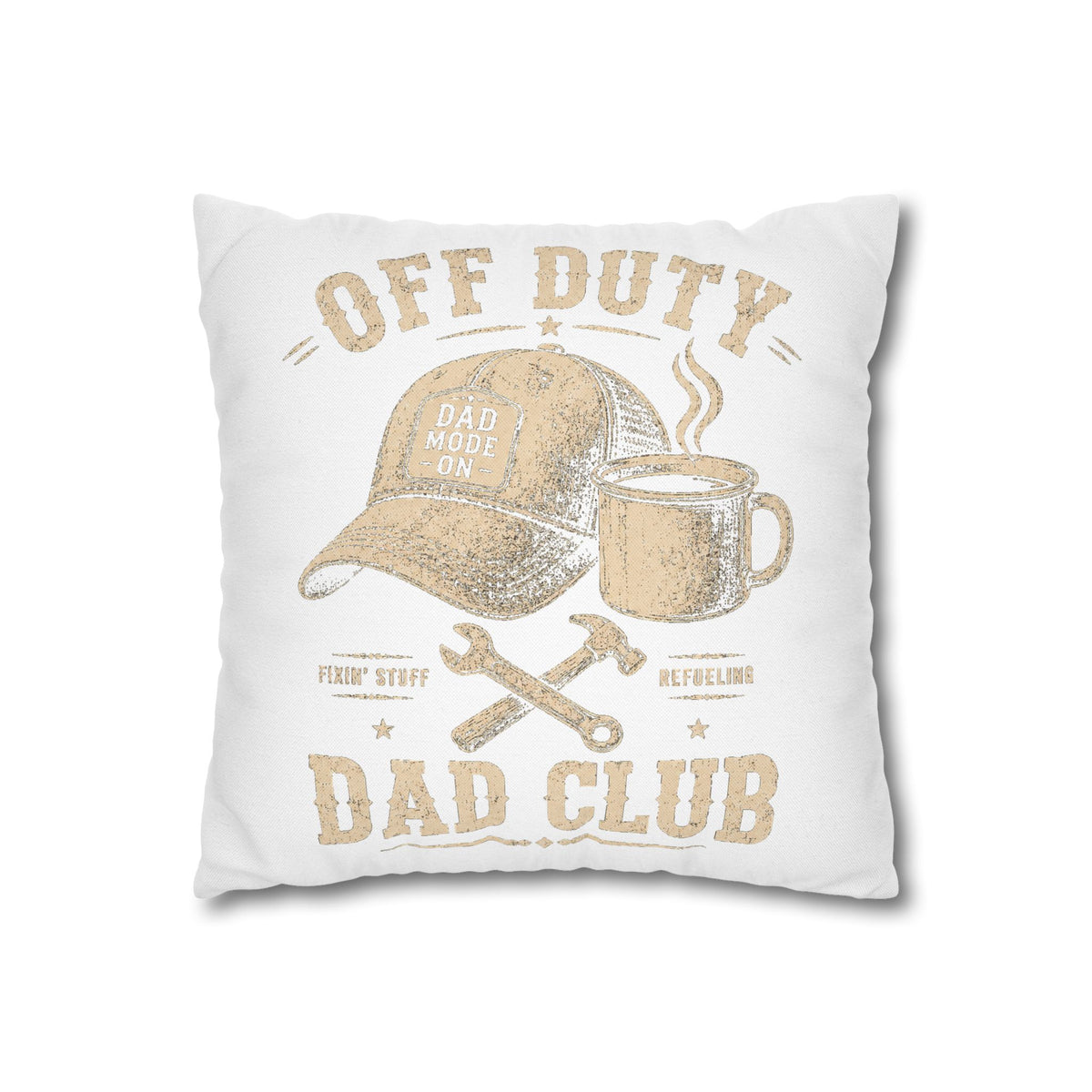 Off Duty Dad Club Throw Pillowcase – Coffee & Tools Accent Pillow Cover Milo Bailey Dog Dad Mom
