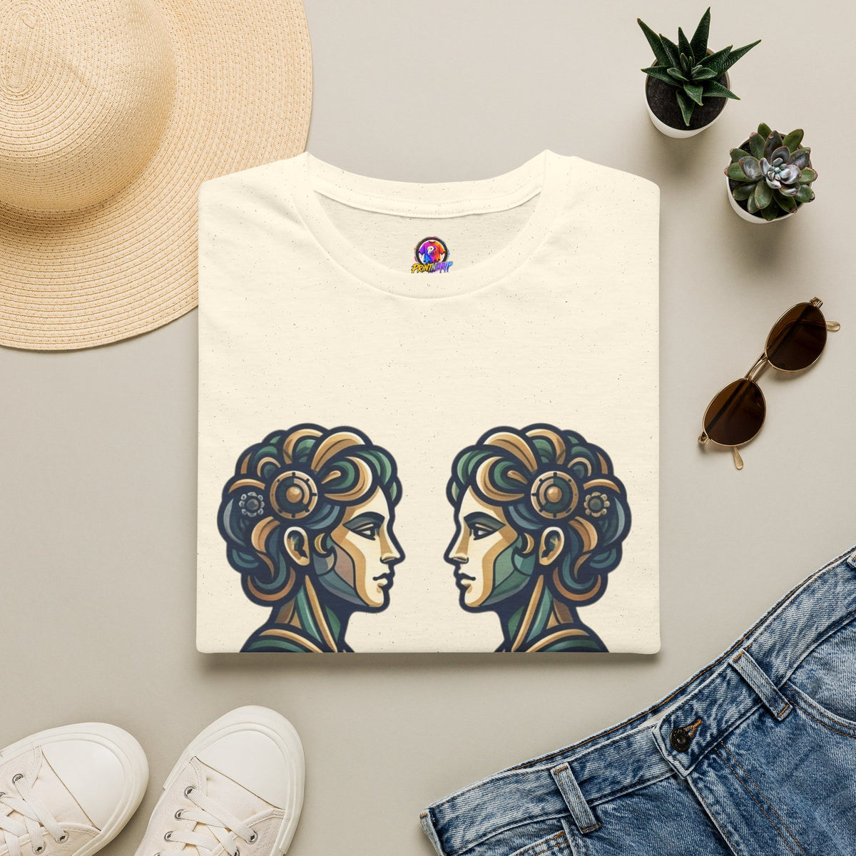 Gemini Zodiac T‑Shirt — Vintage Twins Astrology Tee ("Gemini: Jack of All Trades")