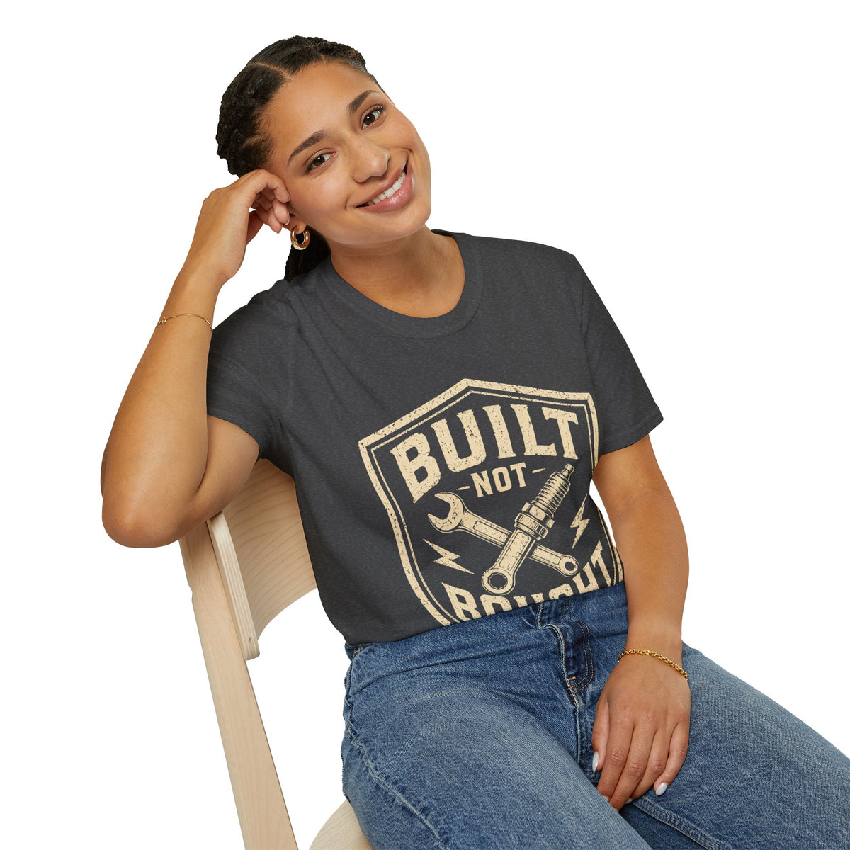 Built Not Bought T-Shirt — Vintage Mechanic Auto Repair Tee
