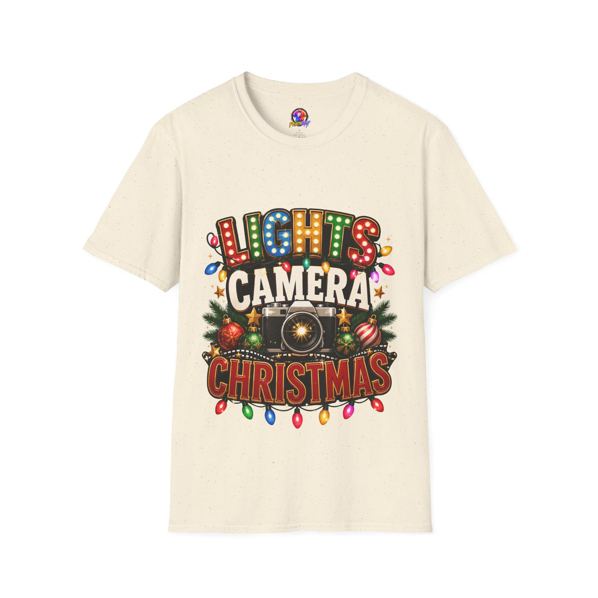Lights Camera Christmas T-Shirt — Retro Marquee Holiday Tee
