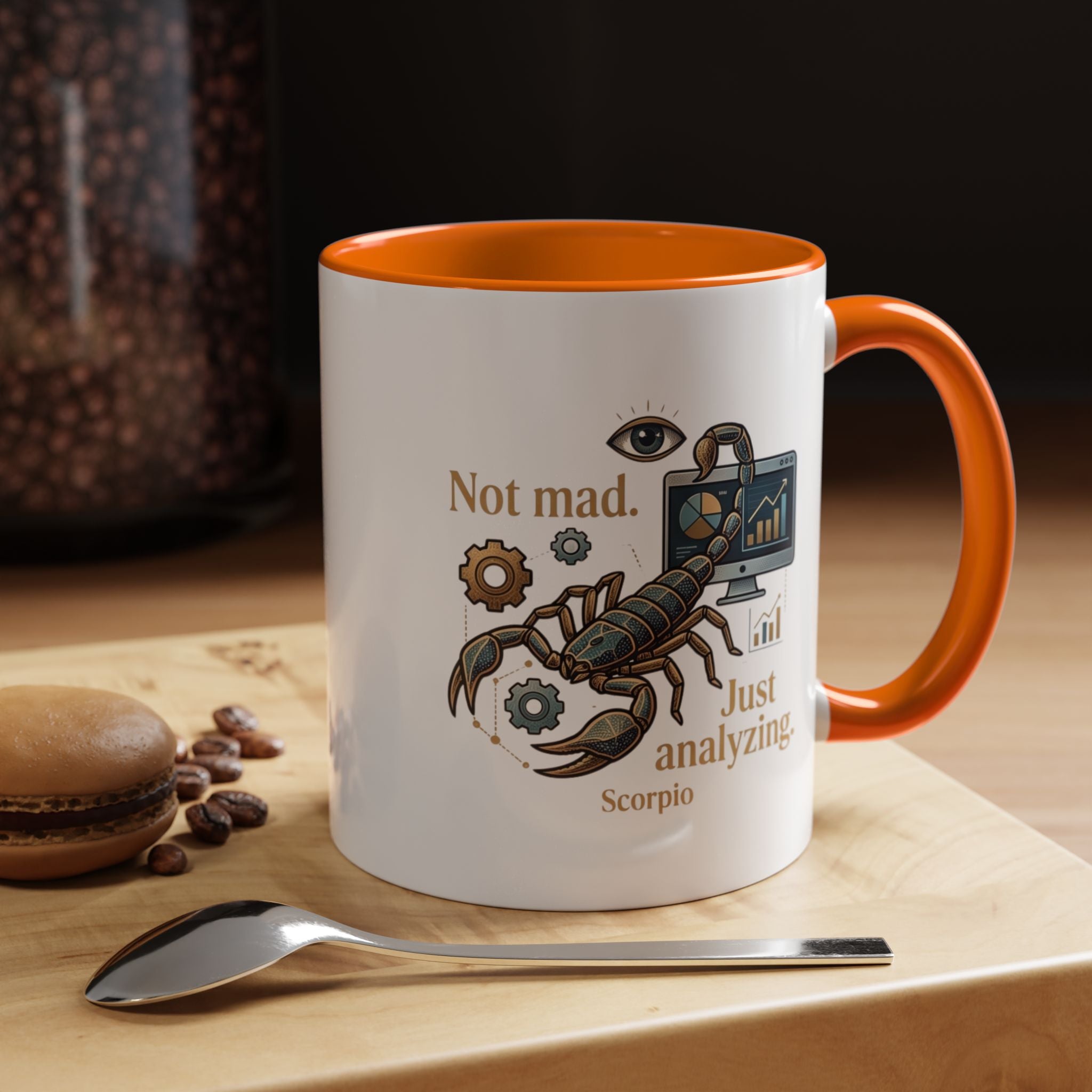 Scorpio Coffee Mug — "Not Mad. Just Analyzing." Accent 11/15oz