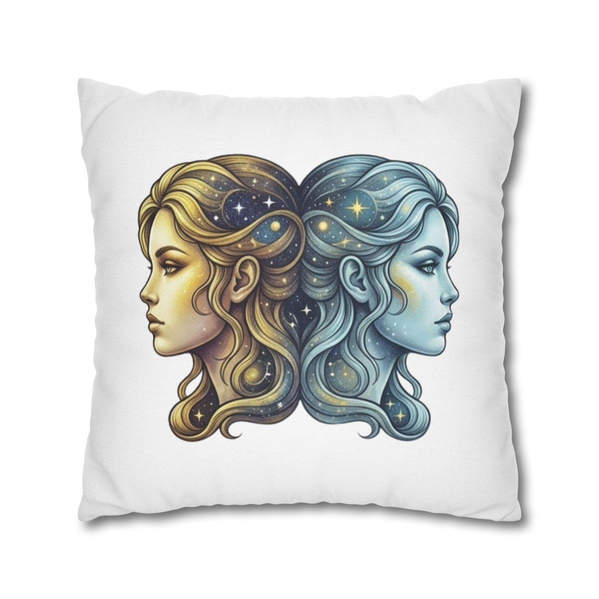 Gemini Moon & Sun Decorative Pillowcase — Zodiac Twins Astrology Throw Pillow Cover