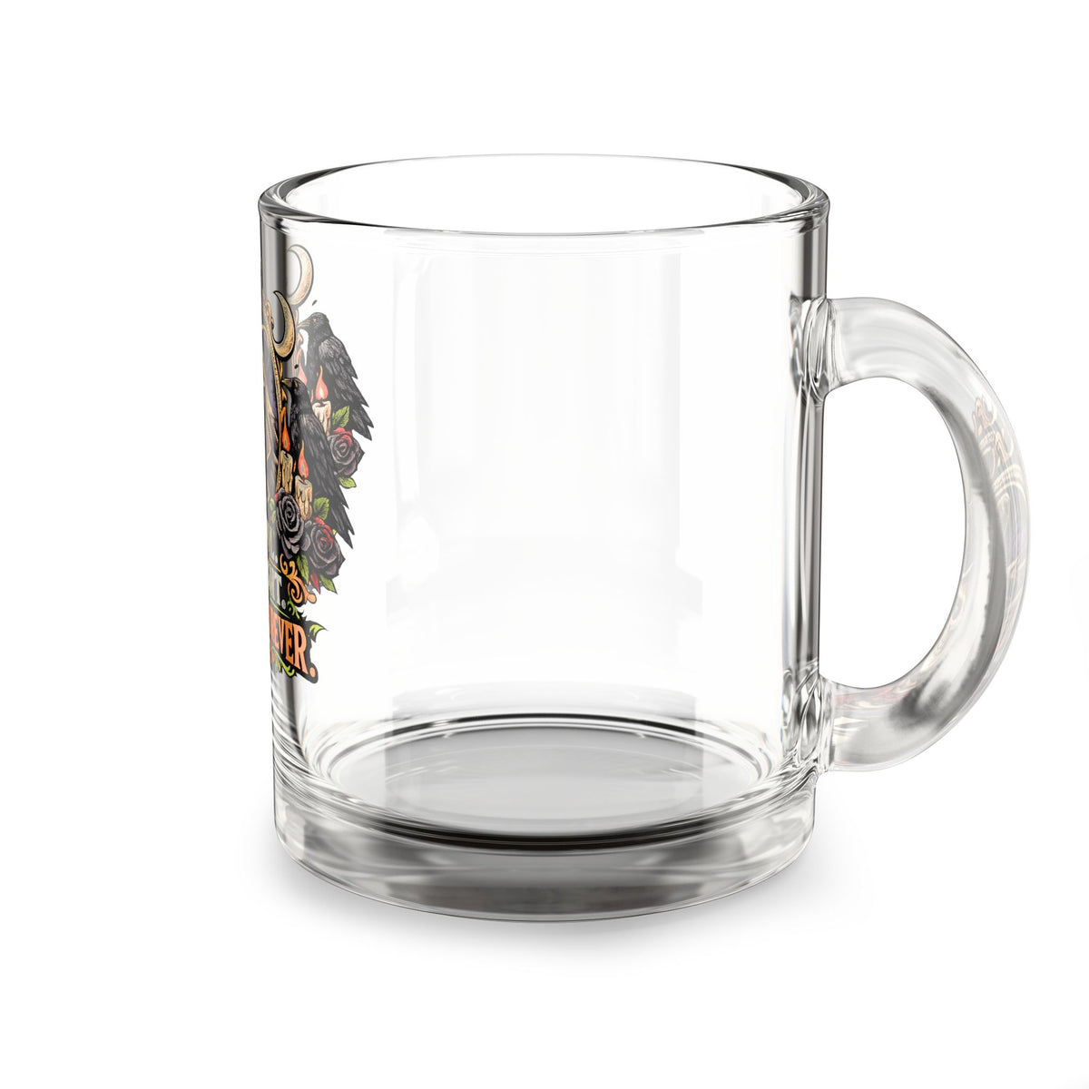 Halloween Glass Mug 10 oz  Halloween Skull Glass Mug — "Old Soul, Dark Night. Halloween Forever" 10oz
