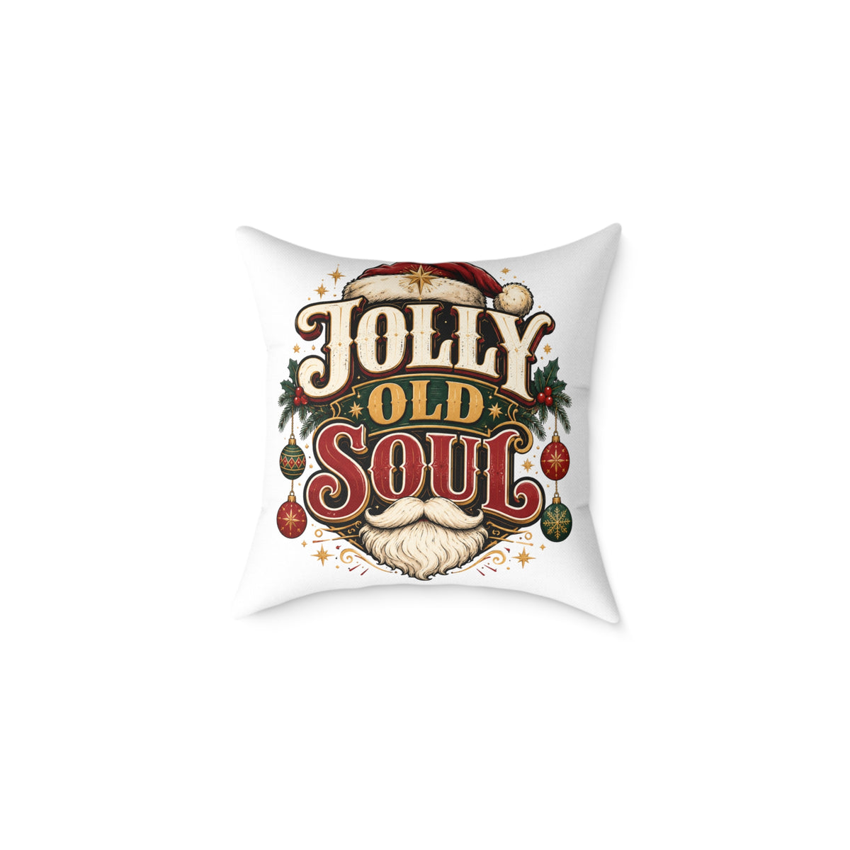 Christmas Holiday Pillow — "Jolly Old Soul" Christmas Decorative Throw Pillow