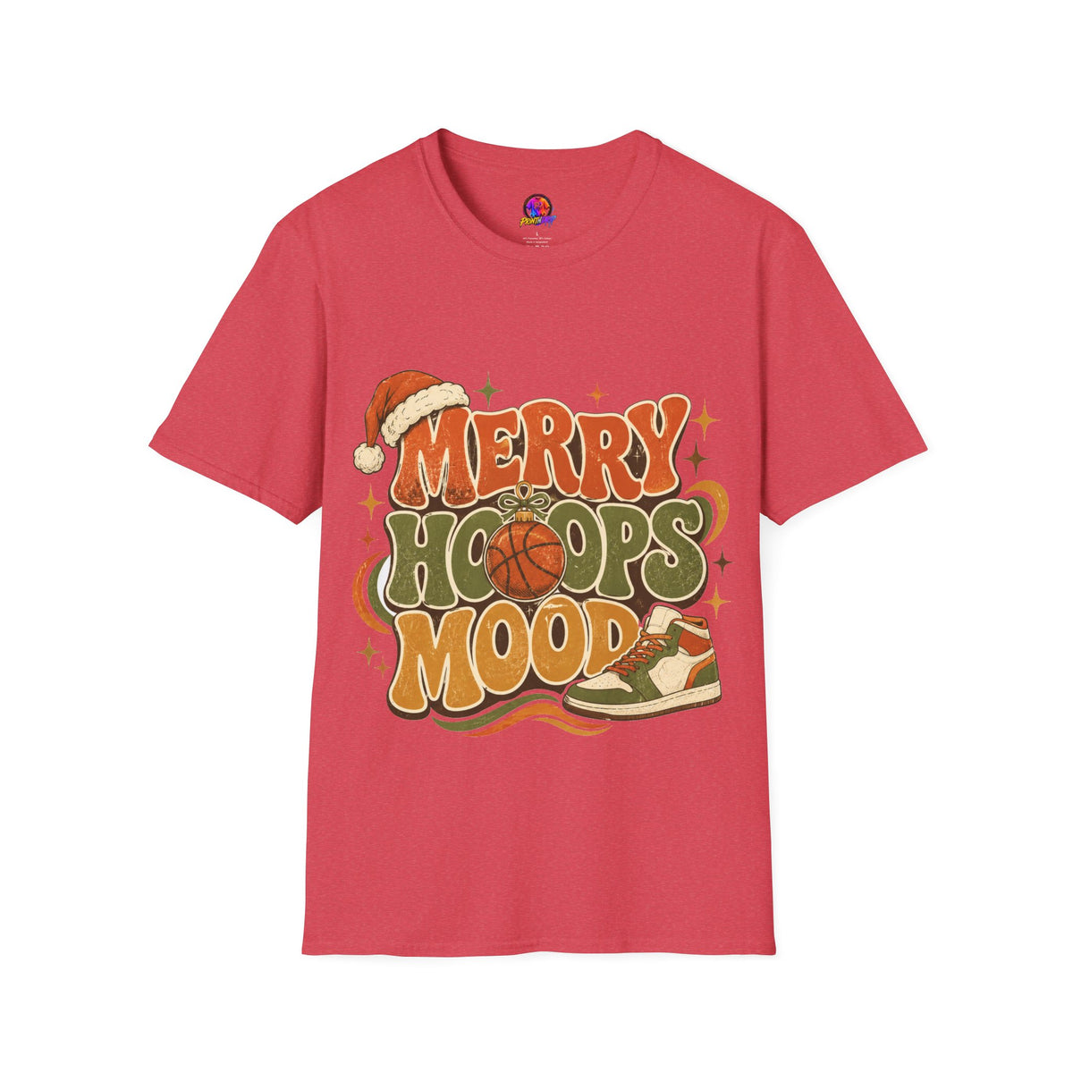 Merry Hoops Mood T-Shirt — Retro Holiday Basketball Christmas Tee