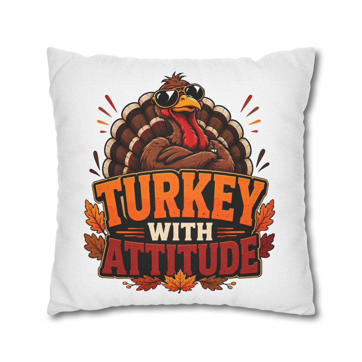 Thanksgiving Turkey With Attitude Pillowcase — Funny Thanksgiving Decorative Pillow Cover