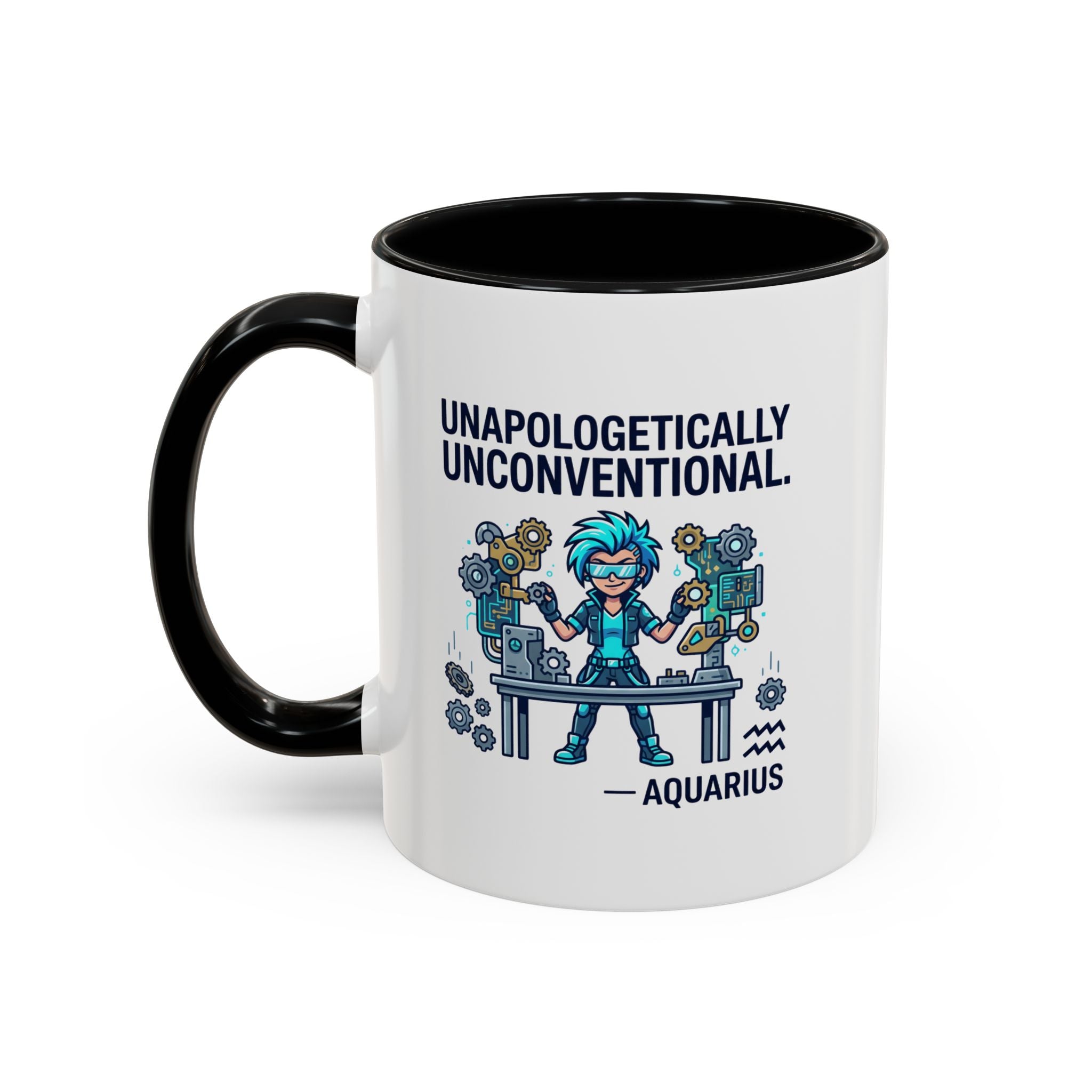 Aquarius Coffee Mug - "Unapologetically Unconventional" Zodiac Accent Mug 11oz