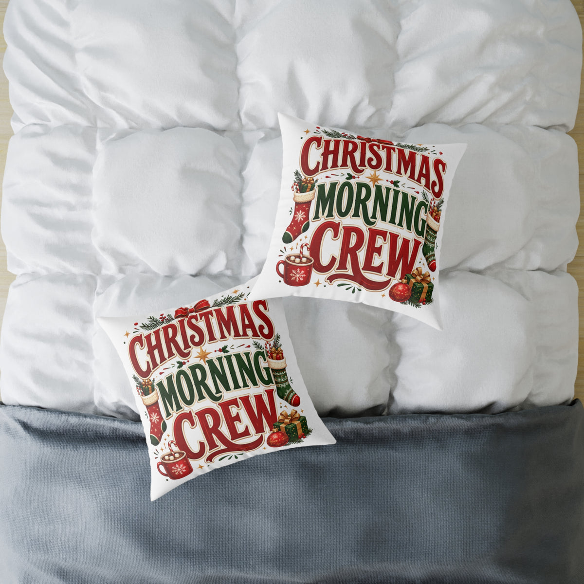 Christmas Morning Crew Pillow - Festive Holiday Decorative Throw Cushion