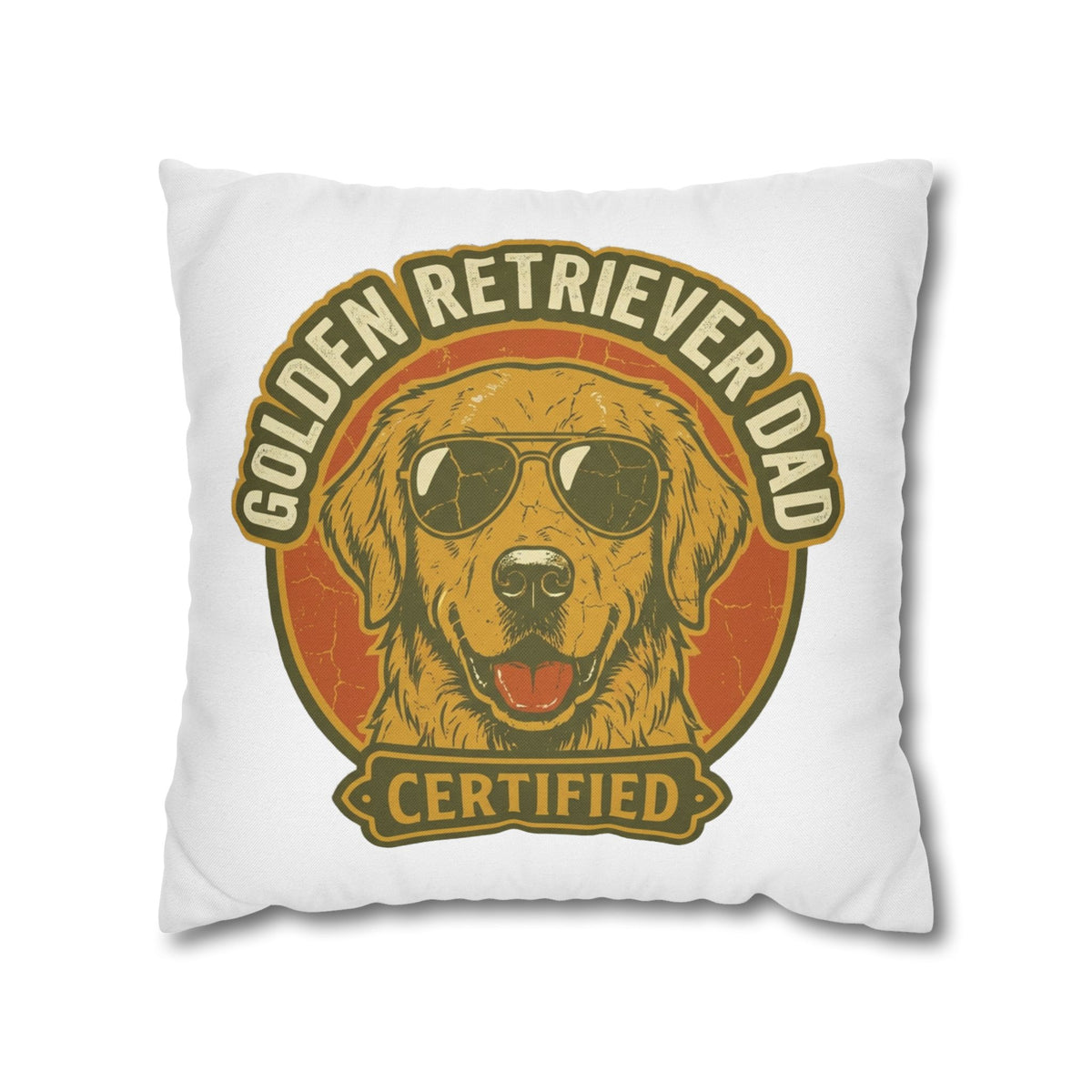 Funny Golden Retriever Dad Pillowcase — "Certified" Dog Lover Throw Pillow Cover