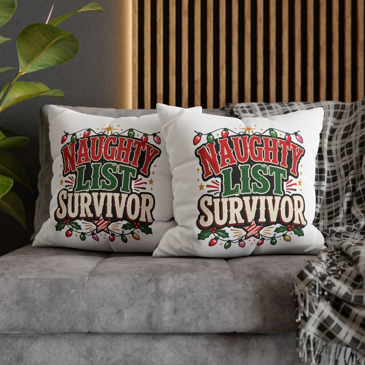 Naughty List Survivor Christmas Pillowcase