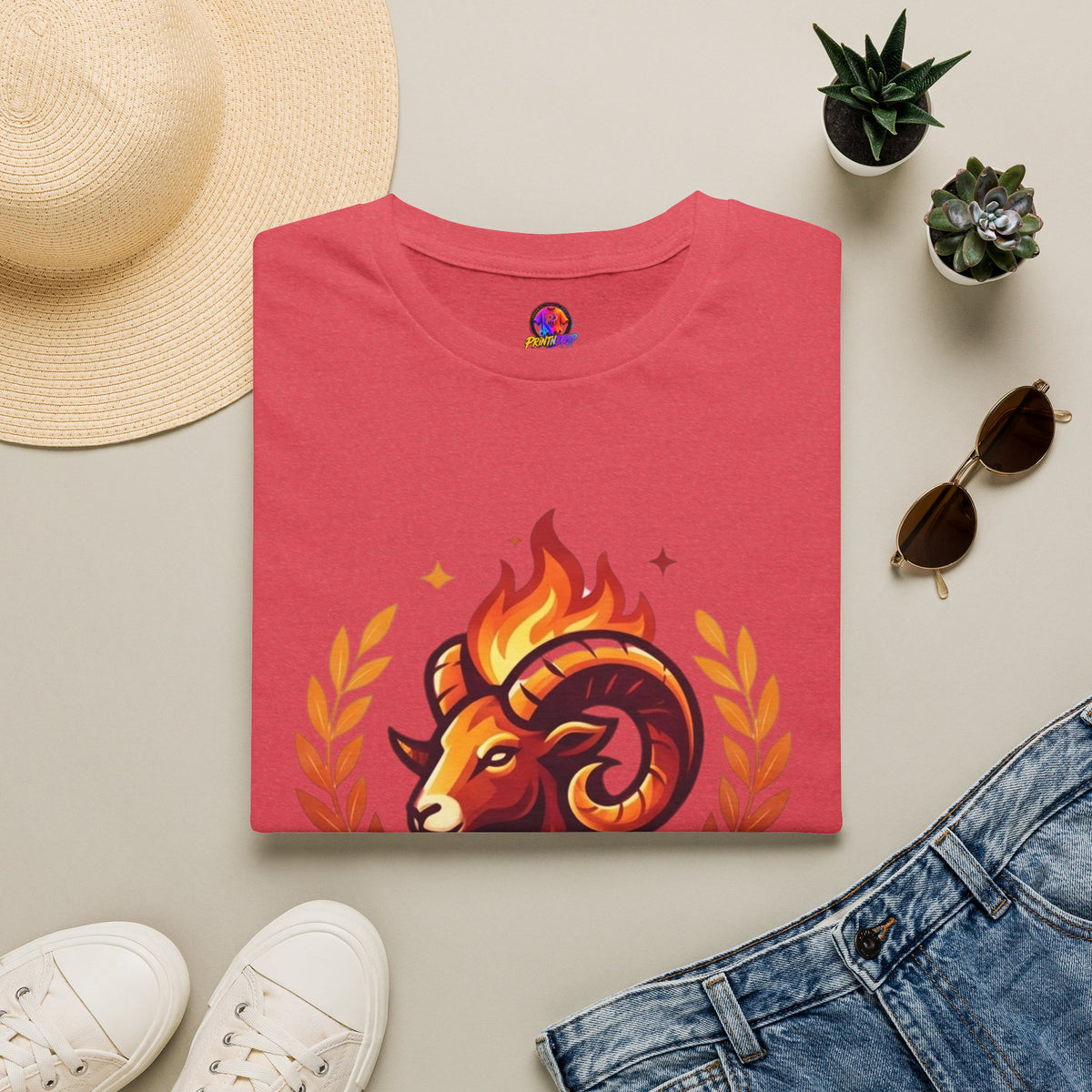Aries Zodiac T-Shirt — "Born to Lead Not to Follow" Ram Graphic