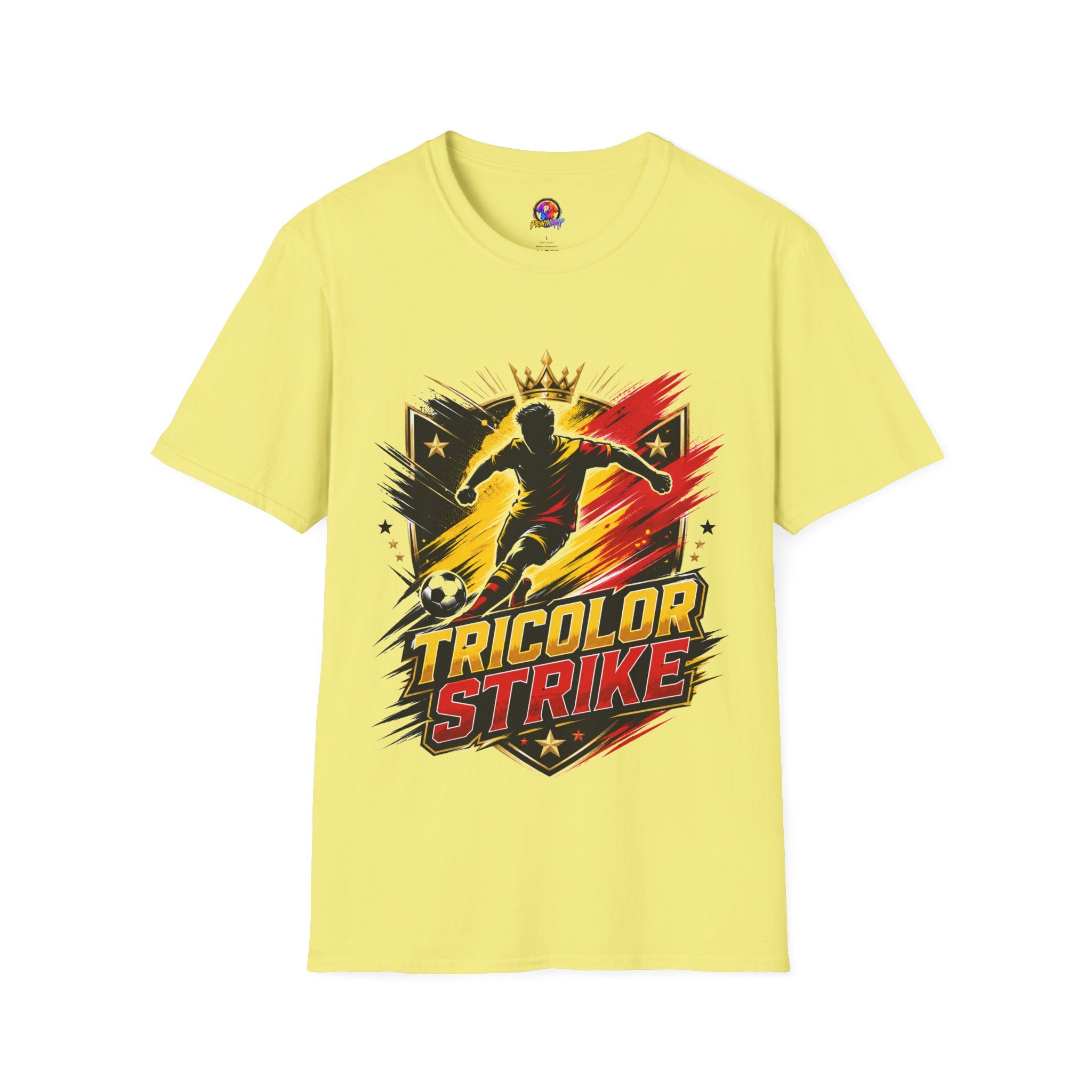 Belgium Soccer T-Shirt — 'Tricolor Strike' Graphic Jersey Tee