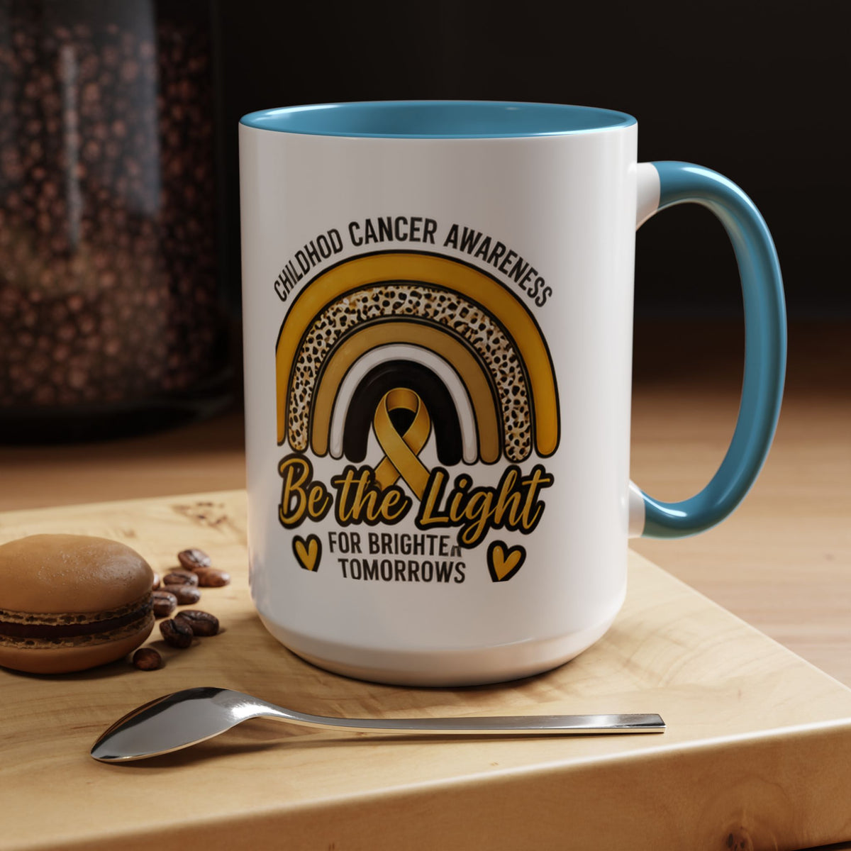 Childhood Cancer Awareness Accent Coffee Mug — "Be the Light" 11/15oz