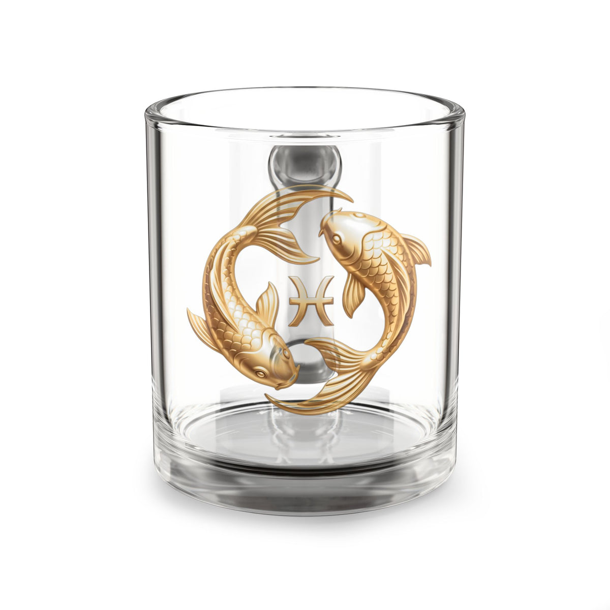 Pisces Zodiac Glass Mug — Gold Koi Fish 10oz