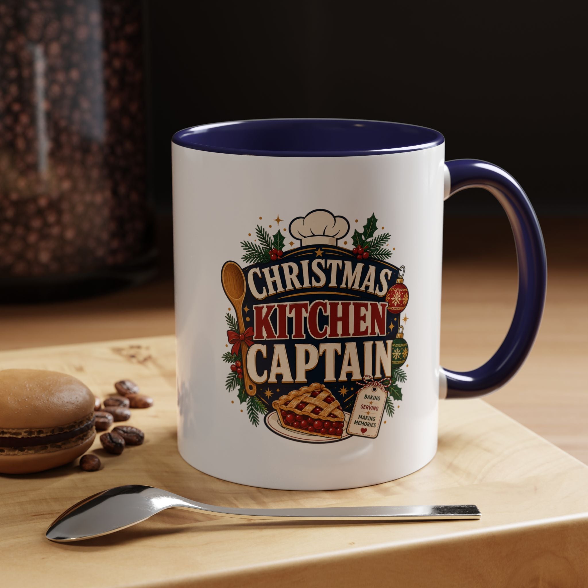 Modern Day Christmas Kitchen Captain Accent Coffee Mug — Holiday Baking Chef Gift (11/15oz)