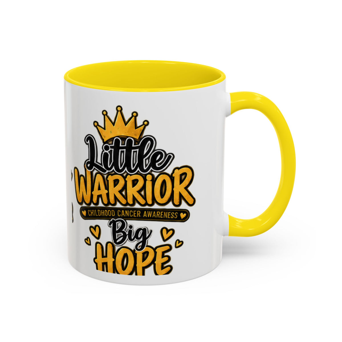 Little Warrior Childhood Cancer Awareness Coffee Mug – "Big Hope" Accent Mug