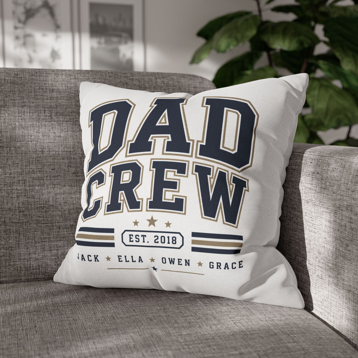 Dad Crew Decorative Pillowcase Milo Bailey Dog Dad Mom – Personalized Family Name Accent