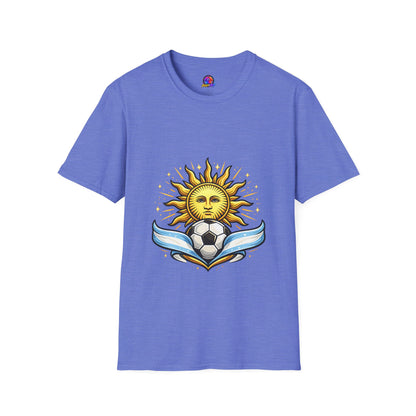 Argentina Sun Face Soccer T-Shirt — Retro Celestial Football Tee