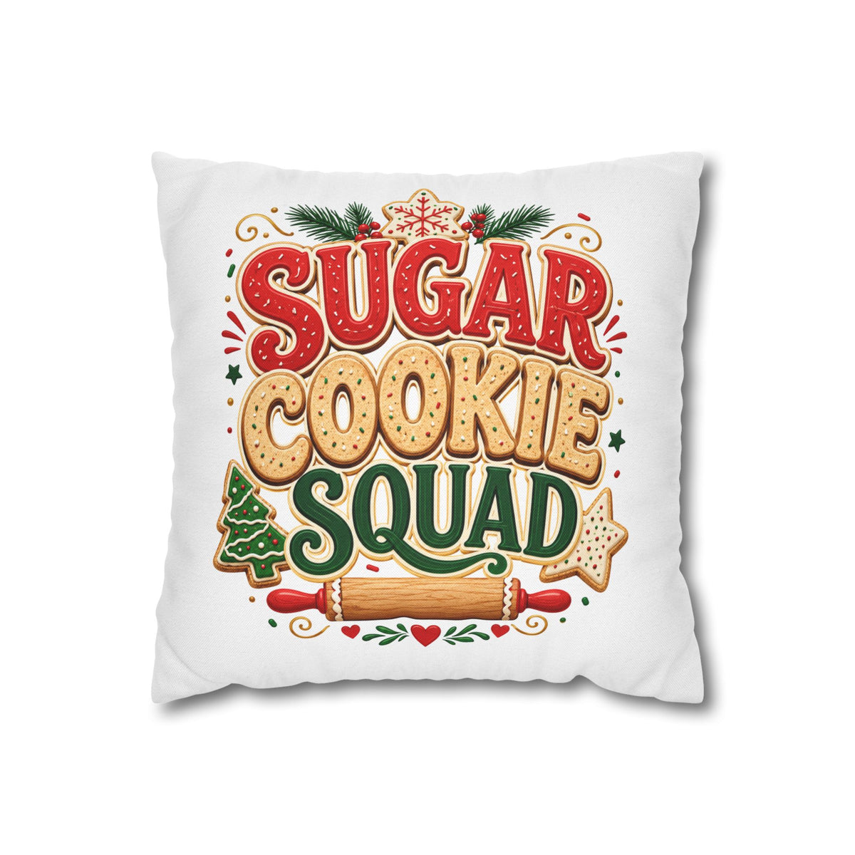 Christmas Sugar Cookie Squad Pillowcase – Festive Christmas Baking Decorative Throw Pillowcase