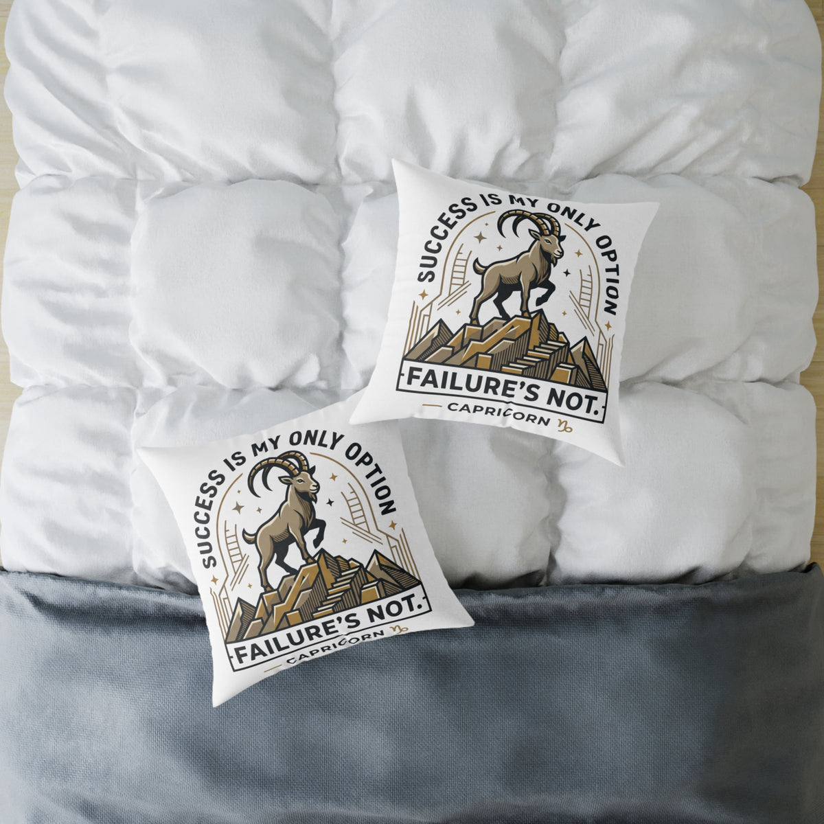 Capricorn Pillow — "Success Is My Only Option, Failure's Not" Capricorn Mountain Goat Decorative Throw Pillow