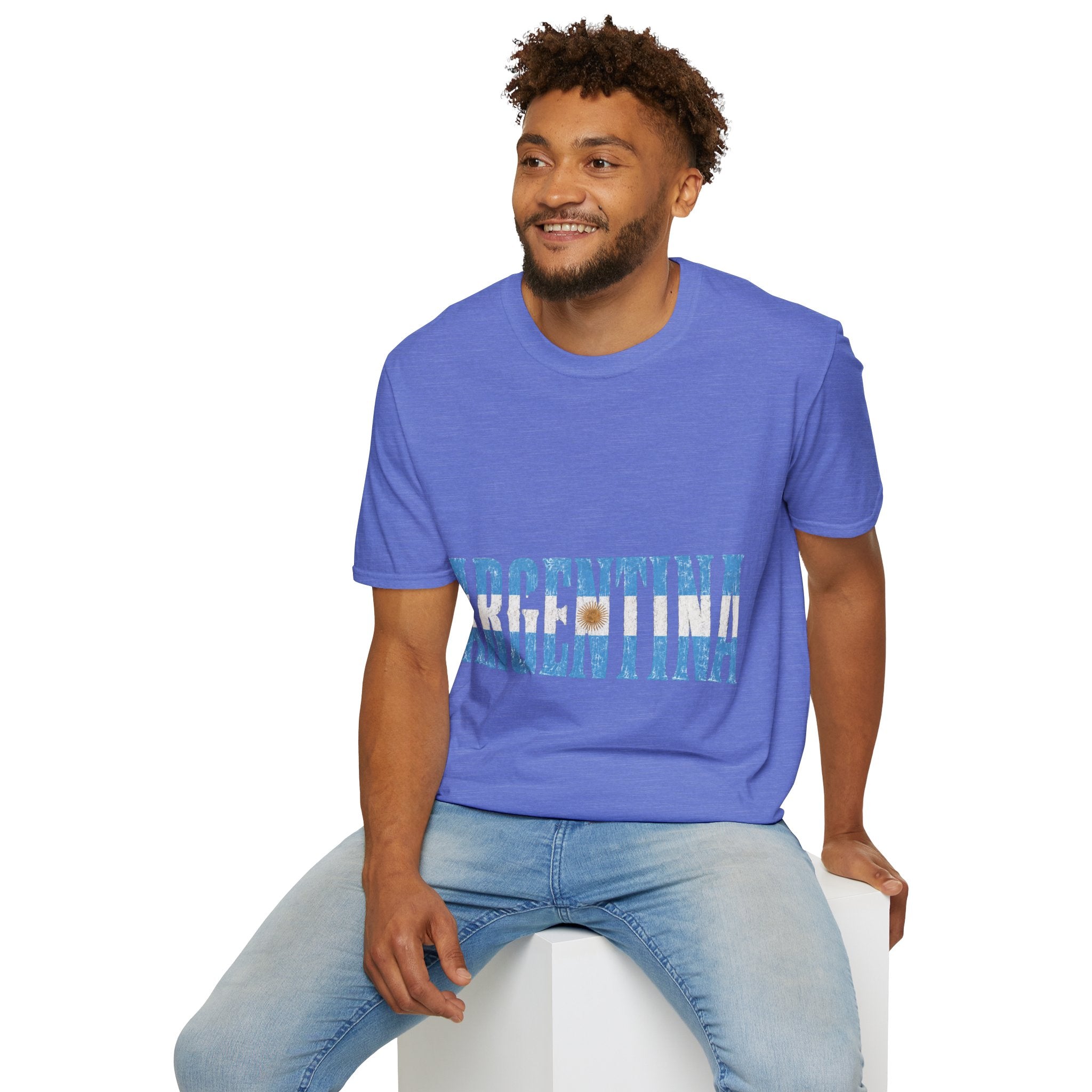 Argentina Beach Vibes T-Shirt — Distressed Blue "ARGENTINA" Graphic