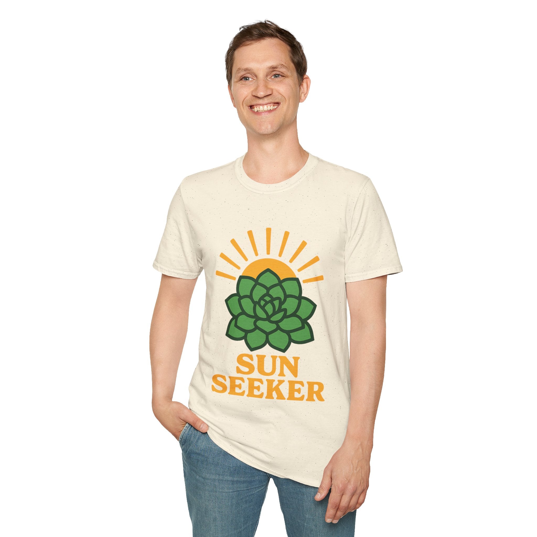"Sun Seeker" Retro Succulent Graphic Tee - Cute Desert Cactus Nature White T-Shirt - Trending Now - September 2026
