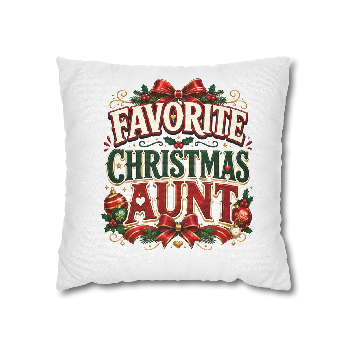 Favorite Christmas Aunt Pillowcase - Festive Holiday Decorative Throw Pillowcase