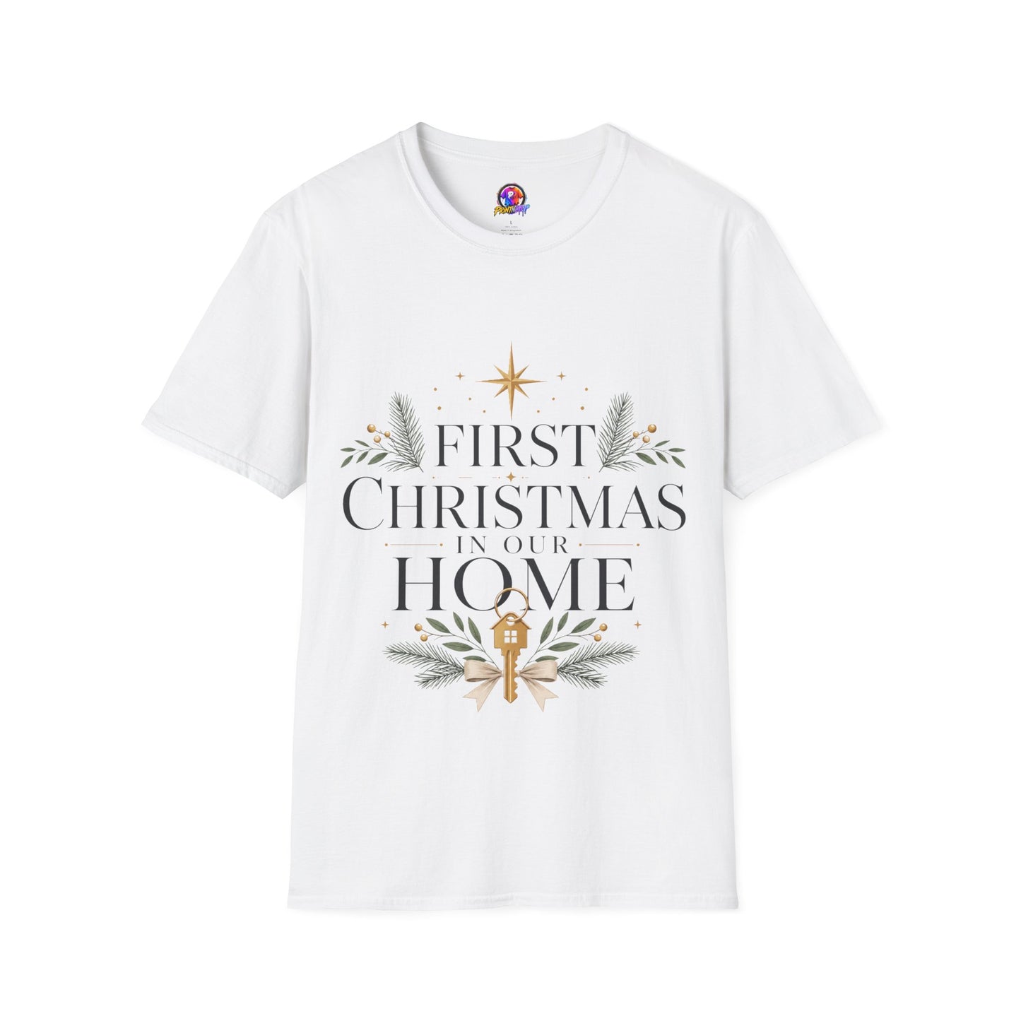 First Christmas T-Shirt — 'First Christmas in Our Home' Elegant Holiday Tee