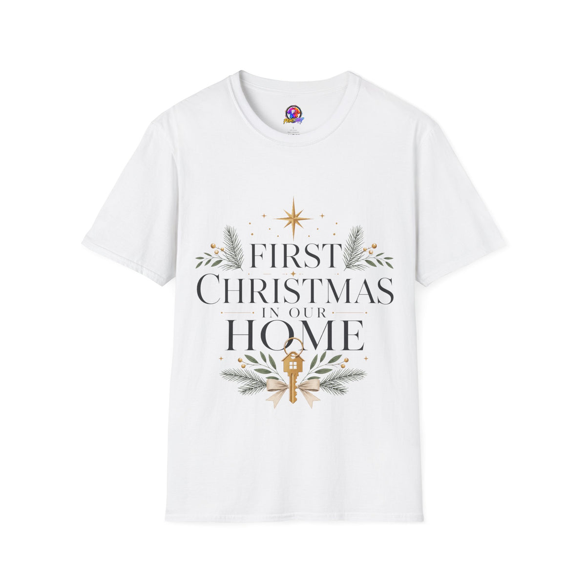 First Christmas T-Shirt — 'First Christmas in Our Home' Elegant Holiday Tee
