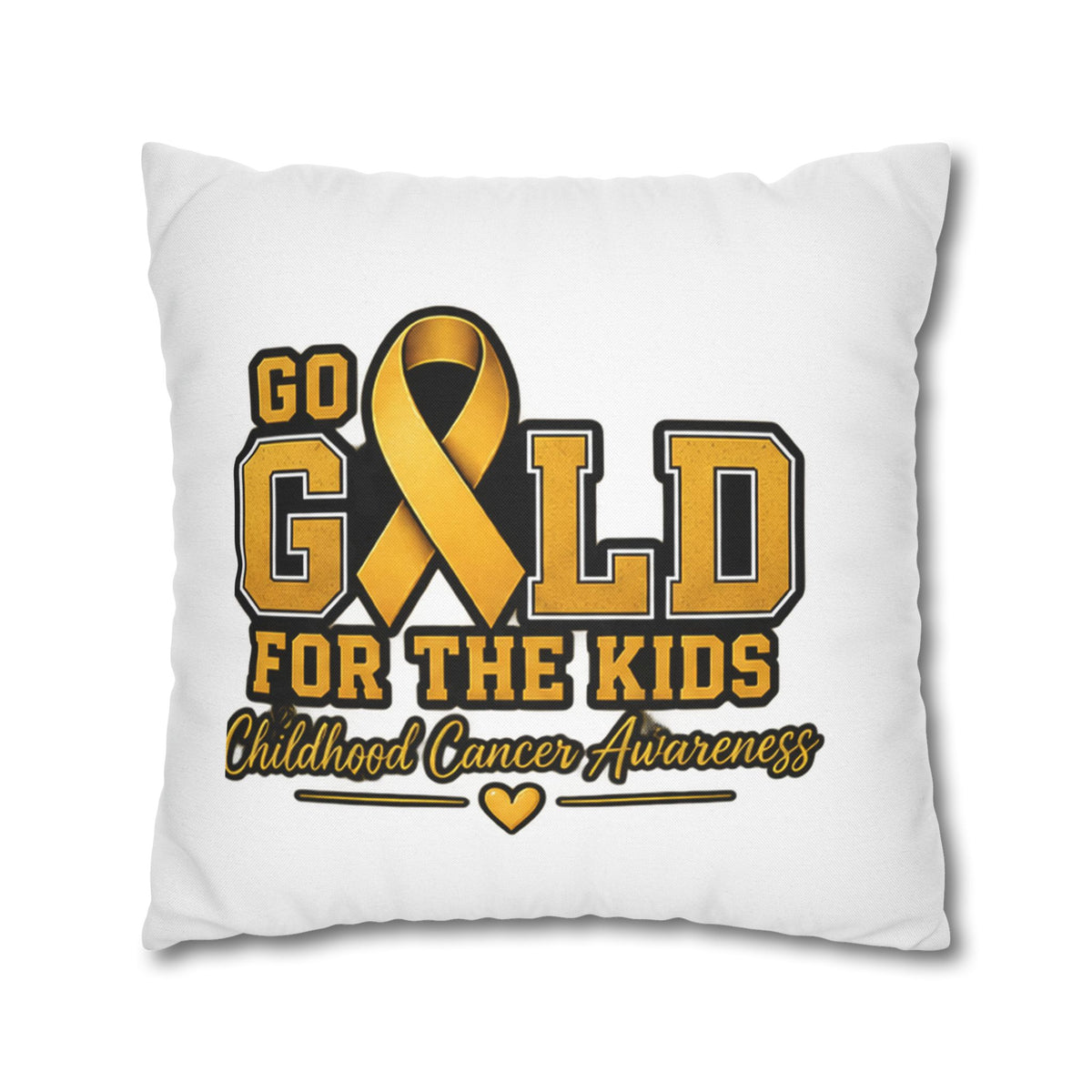 Childhood Cancer Awareness Pillow - "Go Gold For The Kids" Square Throw Pillowcase