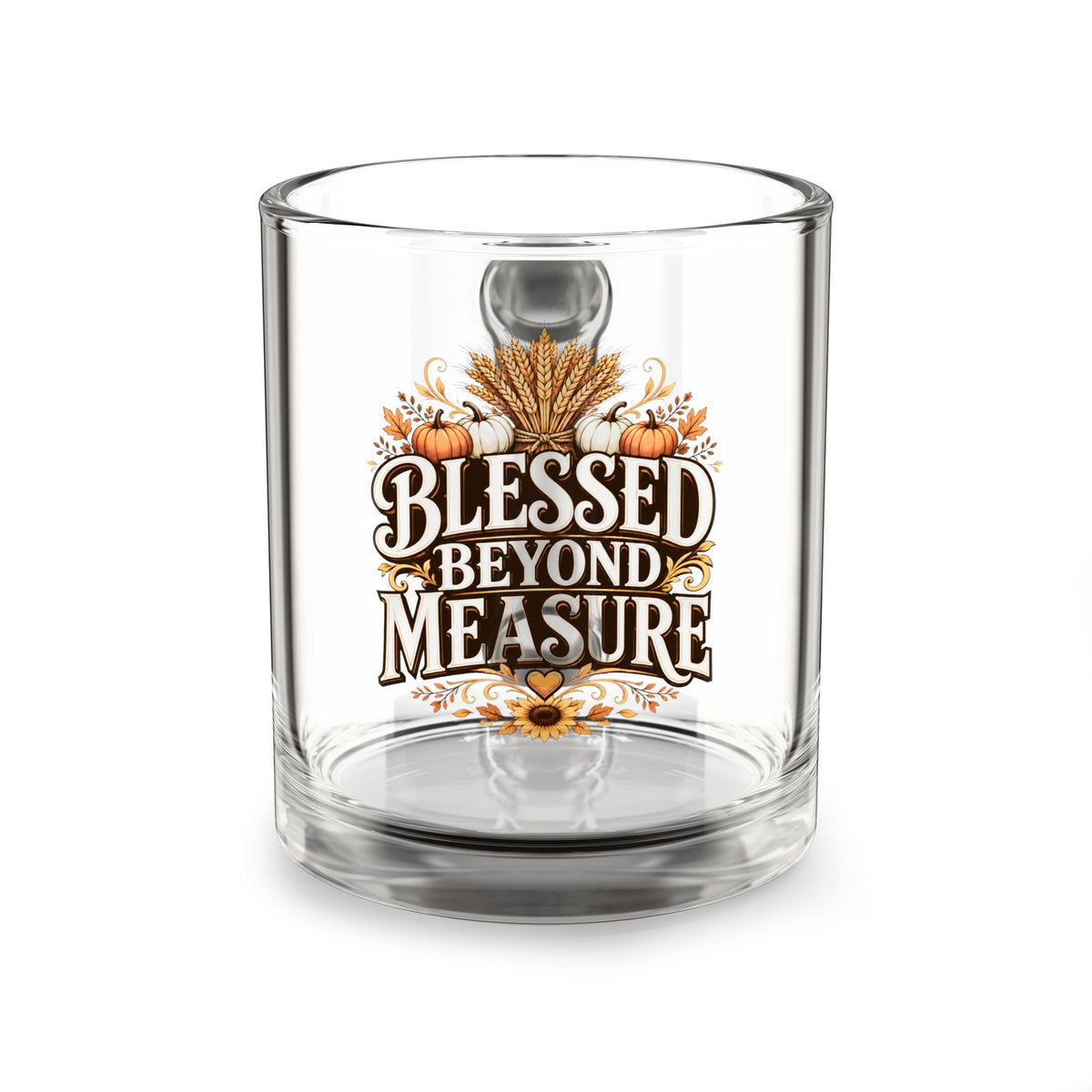 Glass Mug - "Blessed Beyond Measure" Fall Harvest Coffee Mug, Thanksgiving Gift