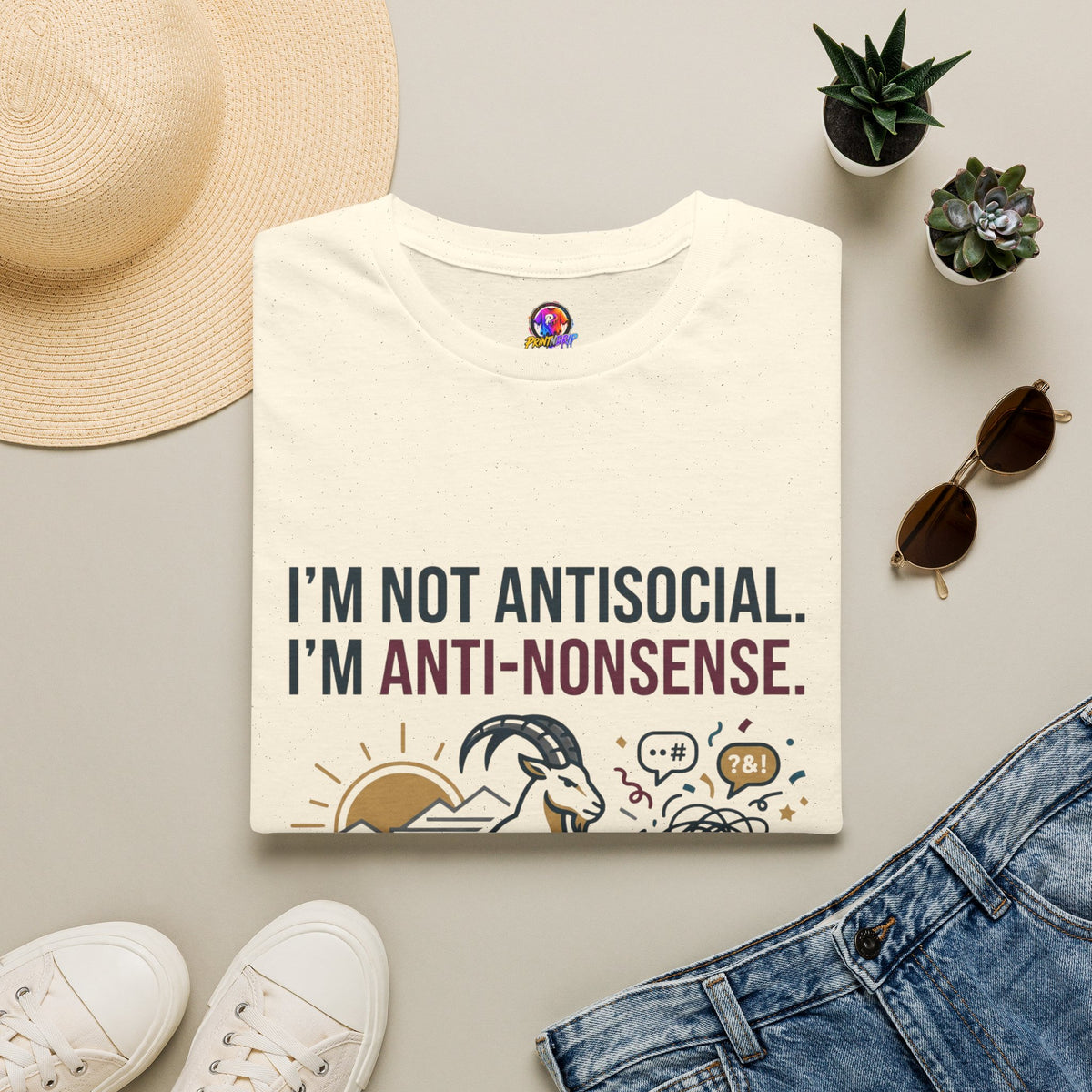 Capricorn T-Shirt — "I'm Not Antisocial, I'm Anti-Nonsense" Zodiac Tee