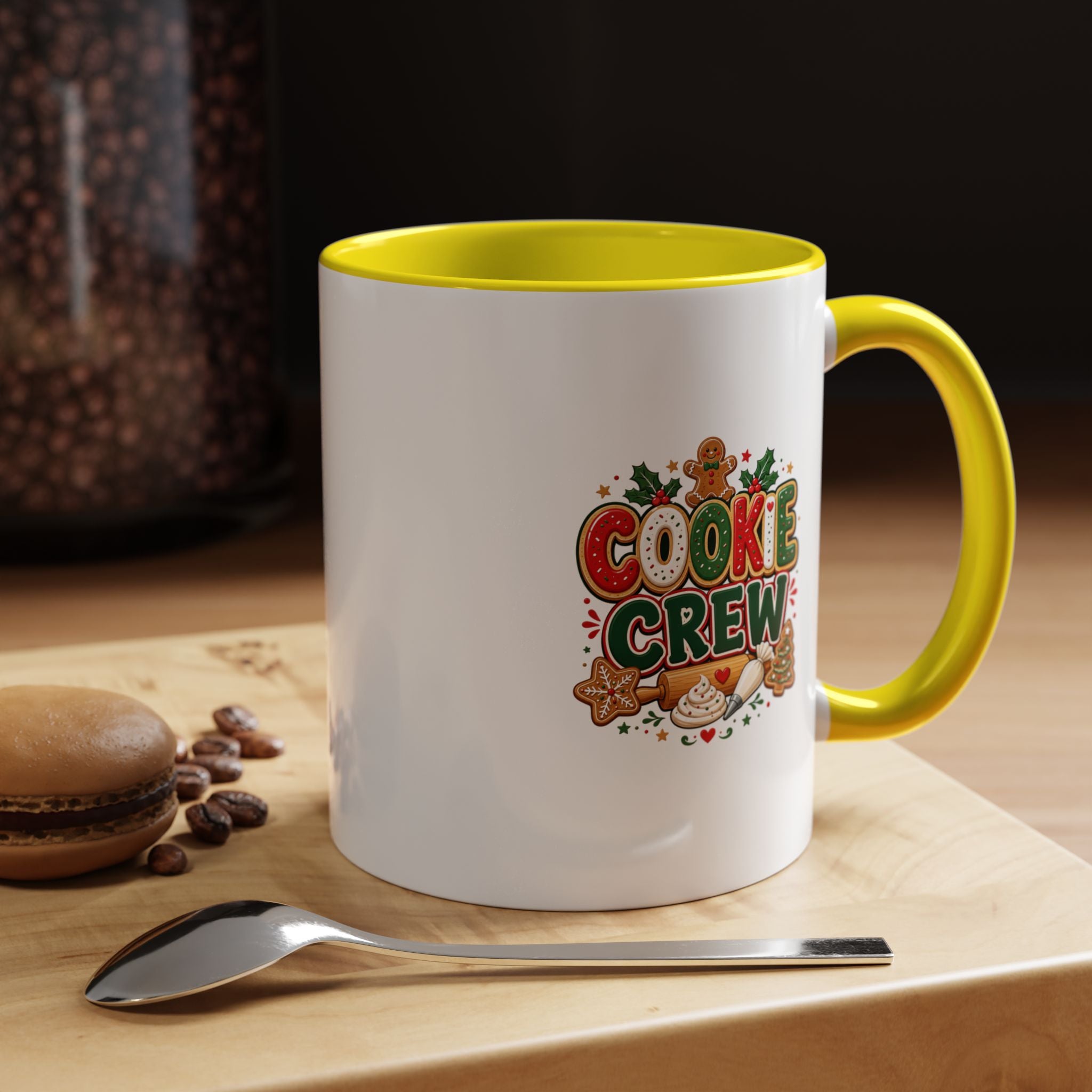 Cookie Crew Accent Coffee Mug — Holiday Gingerbread Christmas Coffee Cup