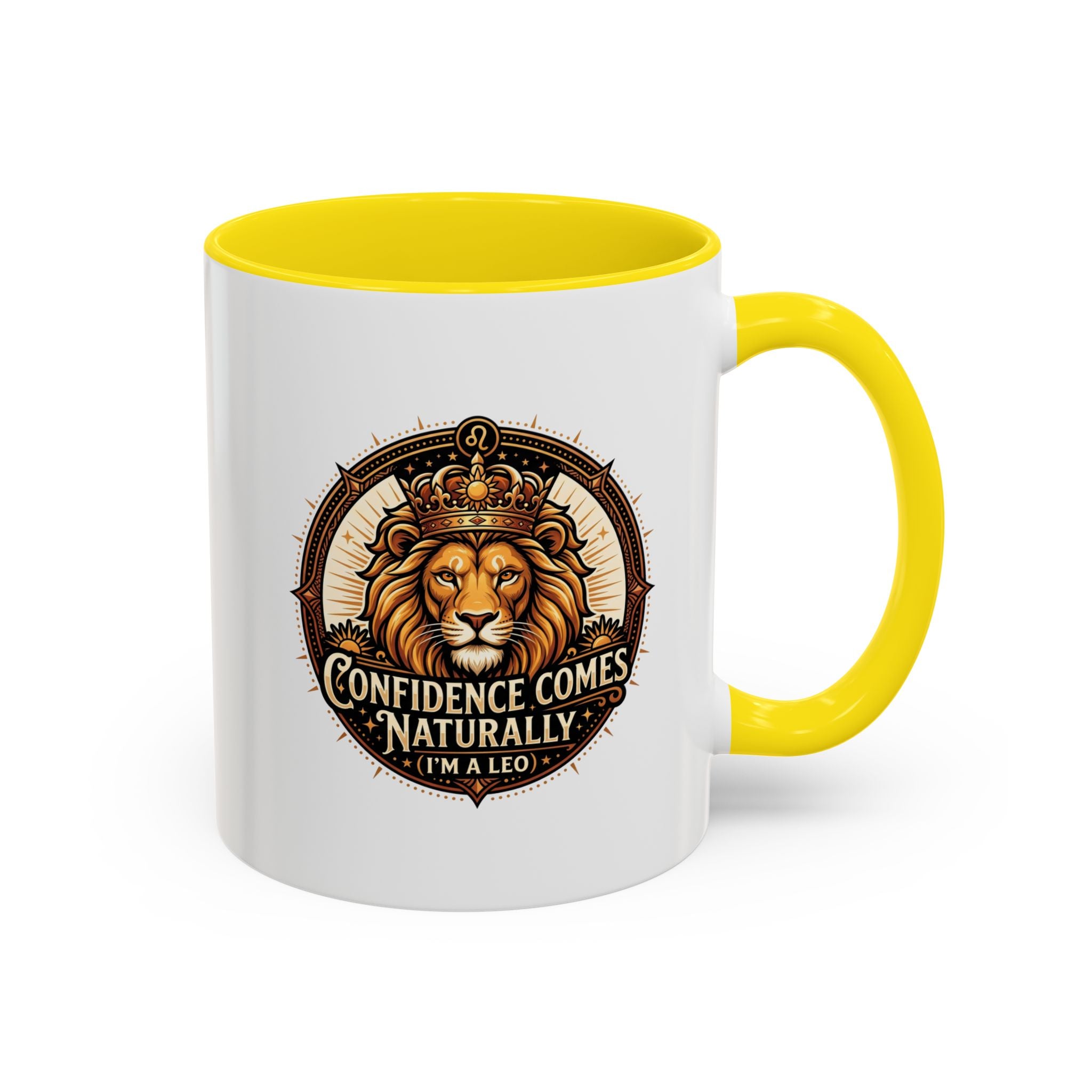 Lion Zodiac Coffee Mug - "Confidence Comes Naturally" Accent Mug (11/15oz)